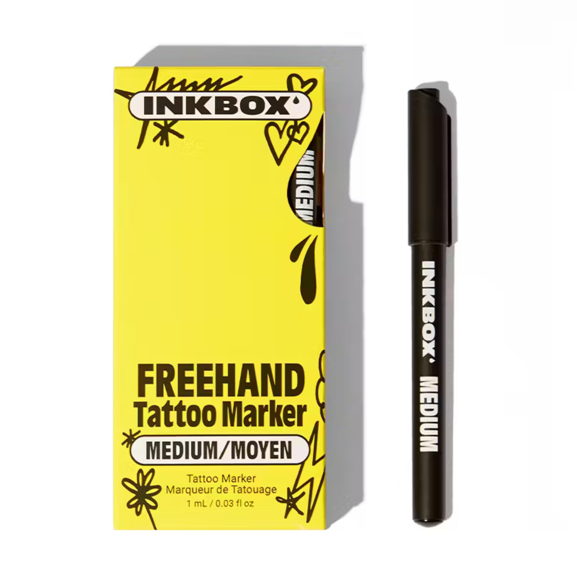 Inkbox Freehand Tattoo Marker - Medium Tip Temporary Tattoo Pen Lasts 10 Days, Waterproof & Vegan for All Skin Tones | Cruelty-Free Body Art for Beginners & Professionals | Perfect for Parties, Festivals & Self-Expression