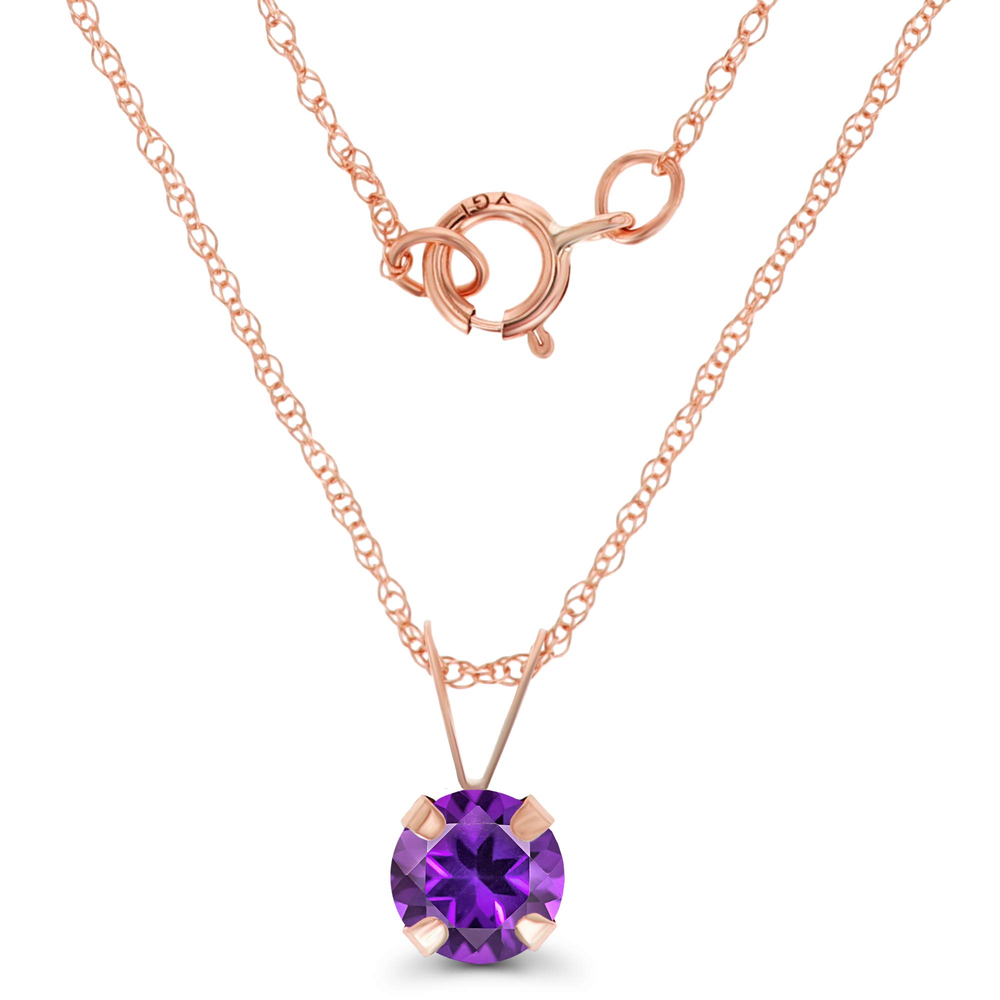 10K Yellow, White & Rose Gold 5mm Round Genuine/Created Birthstone Necklace - 18