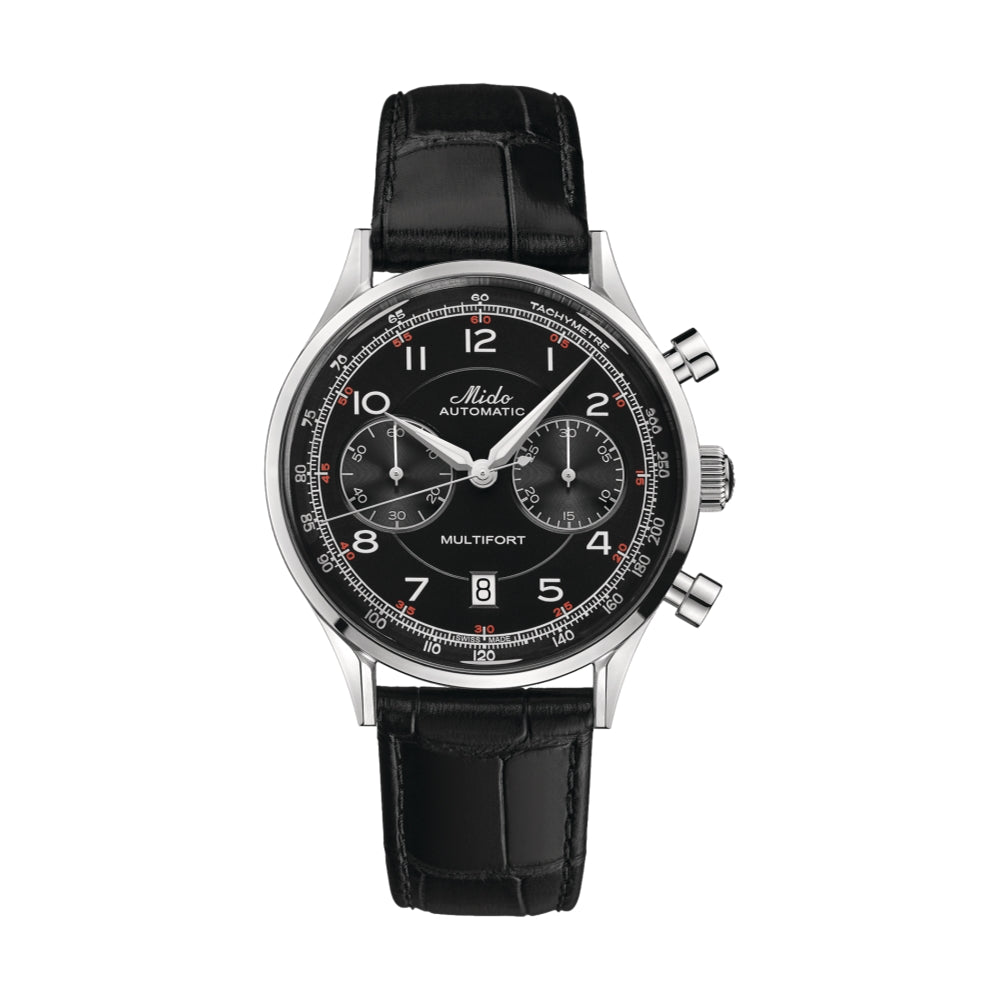 Tissot Multifort Patrimony Chronograph Men's Watch - Black Dial, Stainless Steel Band - Classic Dress Watch for Business & Formal Occasions