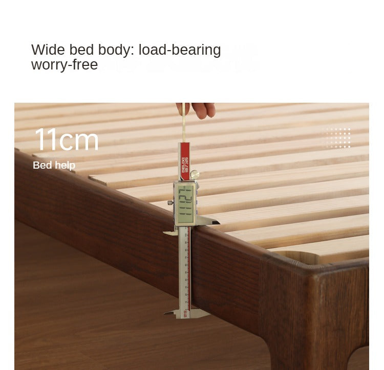 Solid Oak Wood Modern Platform Bed with Upholstered Headboard - Stylish and Durable Bedroom Furniture for Contemporary Homes