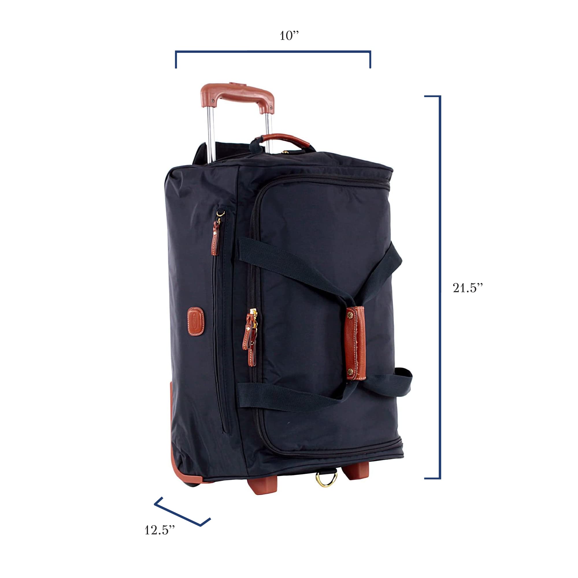 Bric's X-Bag 21 Inch Rolling Duffel Carry On Luggage - Luxury Weekender Travel Bag for Men & Women - Navy Blue - Perfect for Air Travel, Weekend Getaways & Business Trips