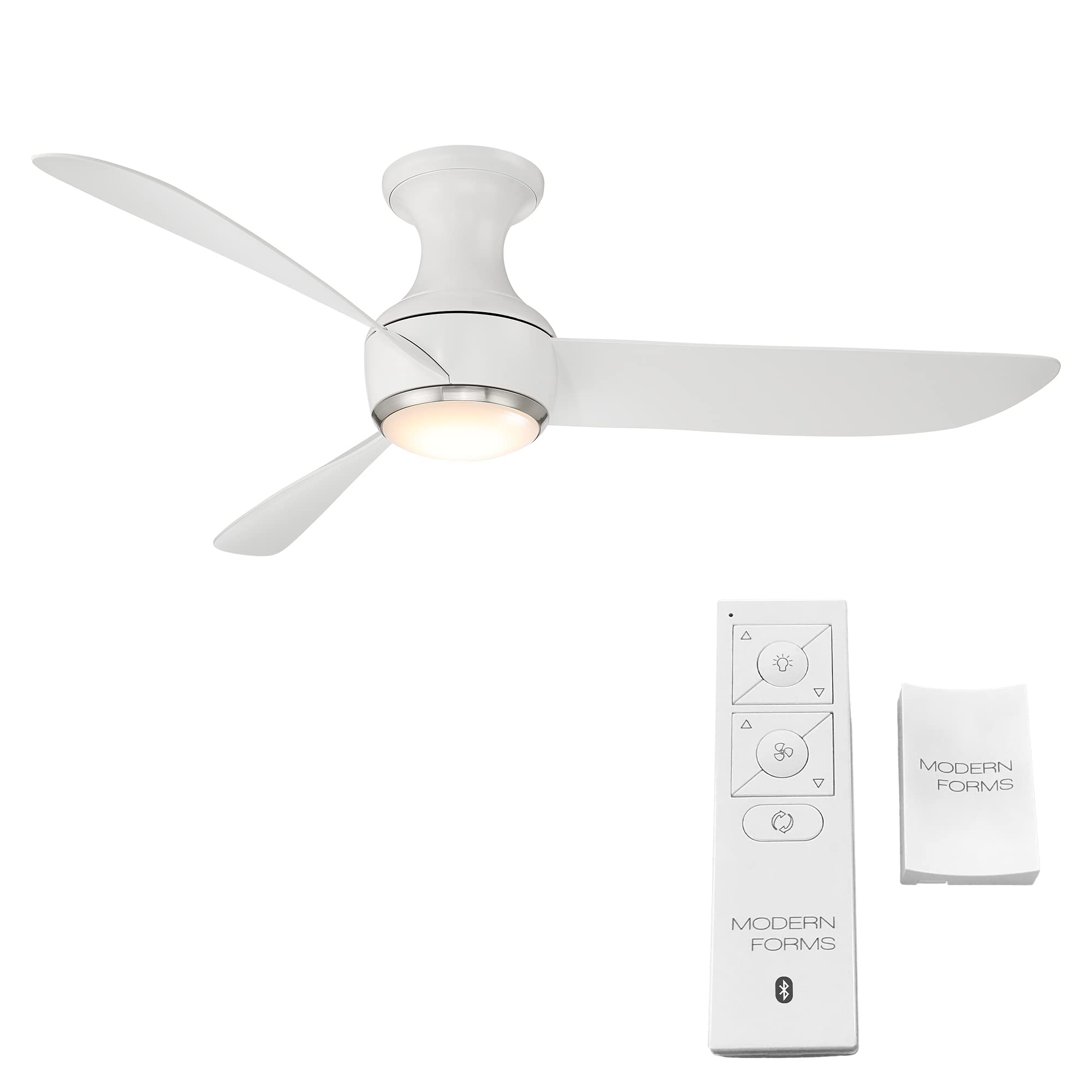 Corona Smart 52-Inch 3-Blade Flush Mount Ceiling Fan with LED Light Kit, Remote Control, Alexa & App Compatibility, Brushed Nickel Finish, 3000K Warm White, Ideal for Living Rooms, Bedrooms, and Patios