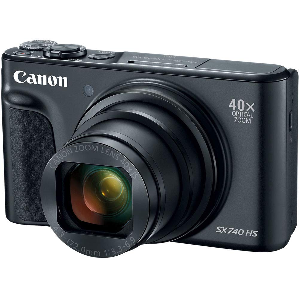 Canon PowerShot SX740 HS 20.3MP Digital Camera with 40x Optical Zoom (Black) | 64GB SD Card, Extra Battery, Tripod & Accessories Kit | Perfect for Travel Photography, Vlogging & Family Events (Renewed)