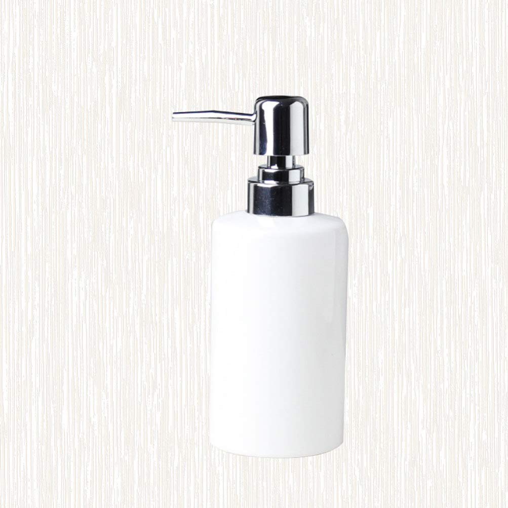 DOITOOL 1PCS White Ceramic Soap Dispenser - Refillable Hand Soap, Shampoo & Lotion Dispenser for Bathroom, Kitchen & Sink Countertop - Elegant Home & Office Decor
