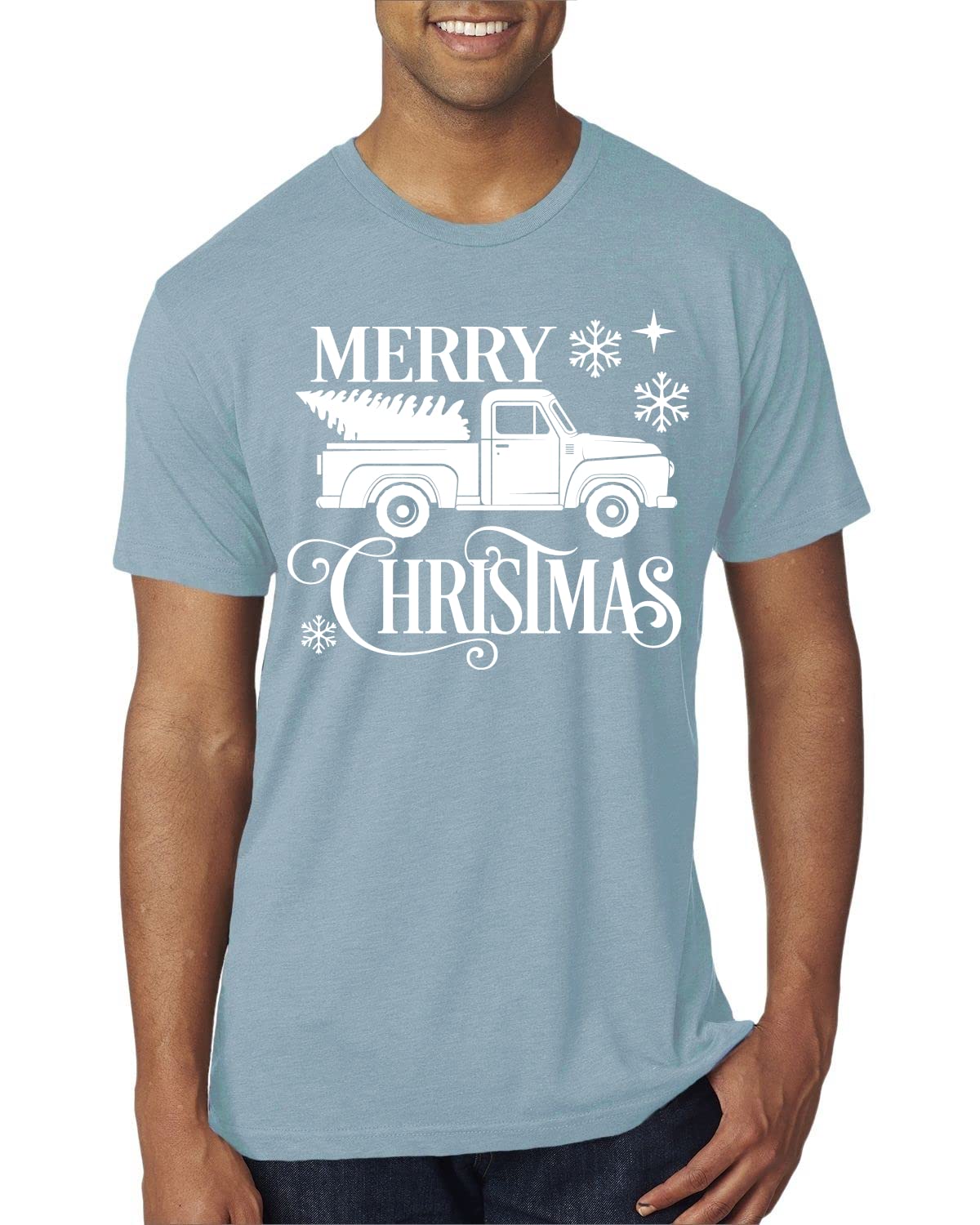 Premium Tri-Blend Ugly Christmas Sweater T-Shirt for Men - Festive Holiday Gift & Christmas Tree Delivery - Perfect for Office Parties, Family Gatherings & Holiday Photos