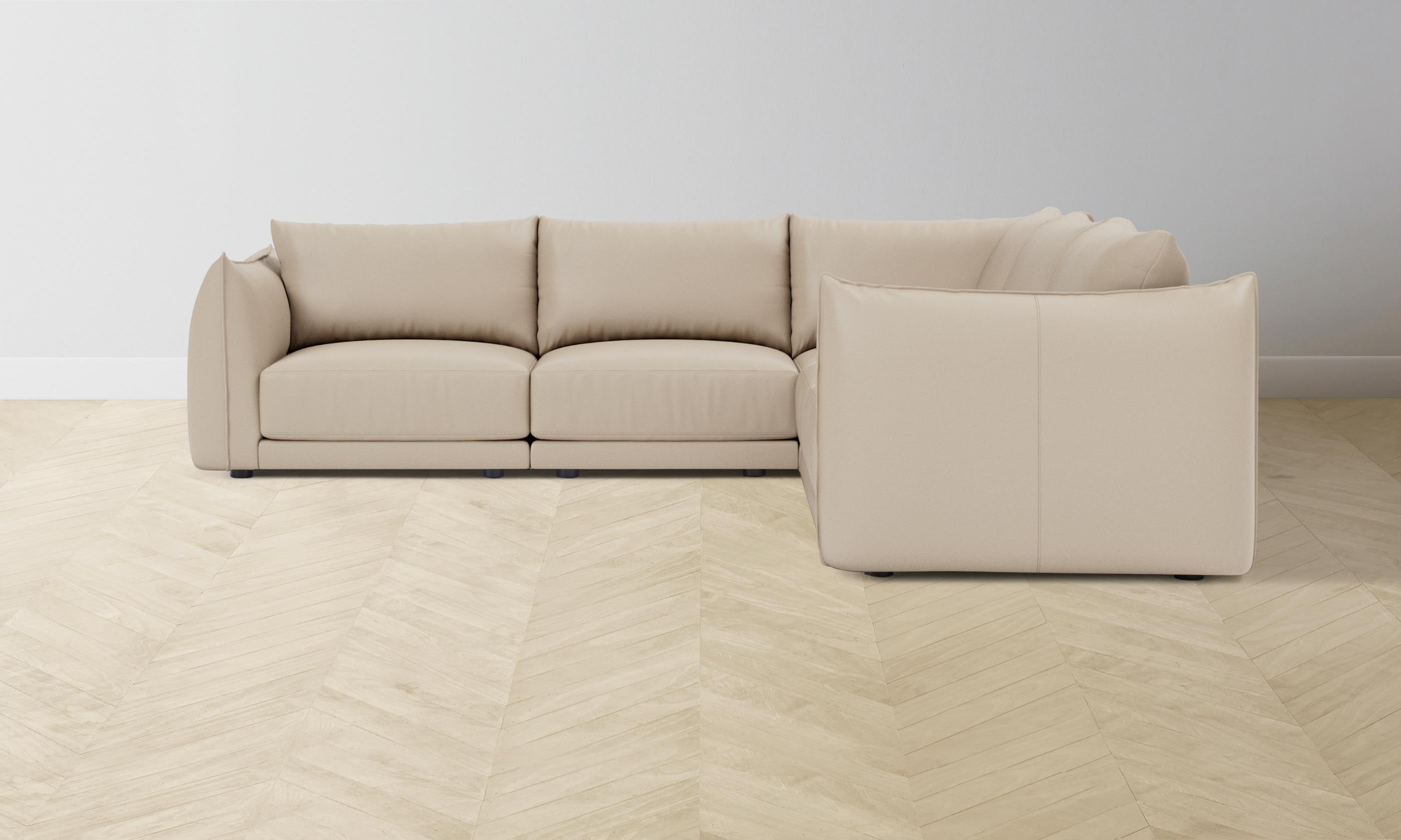 Premium Pebbled Leather Modular Sectional Sofa - The Jones Collection - Stone Color - Perfect for Living Room, Lounge & Home Theater Seating