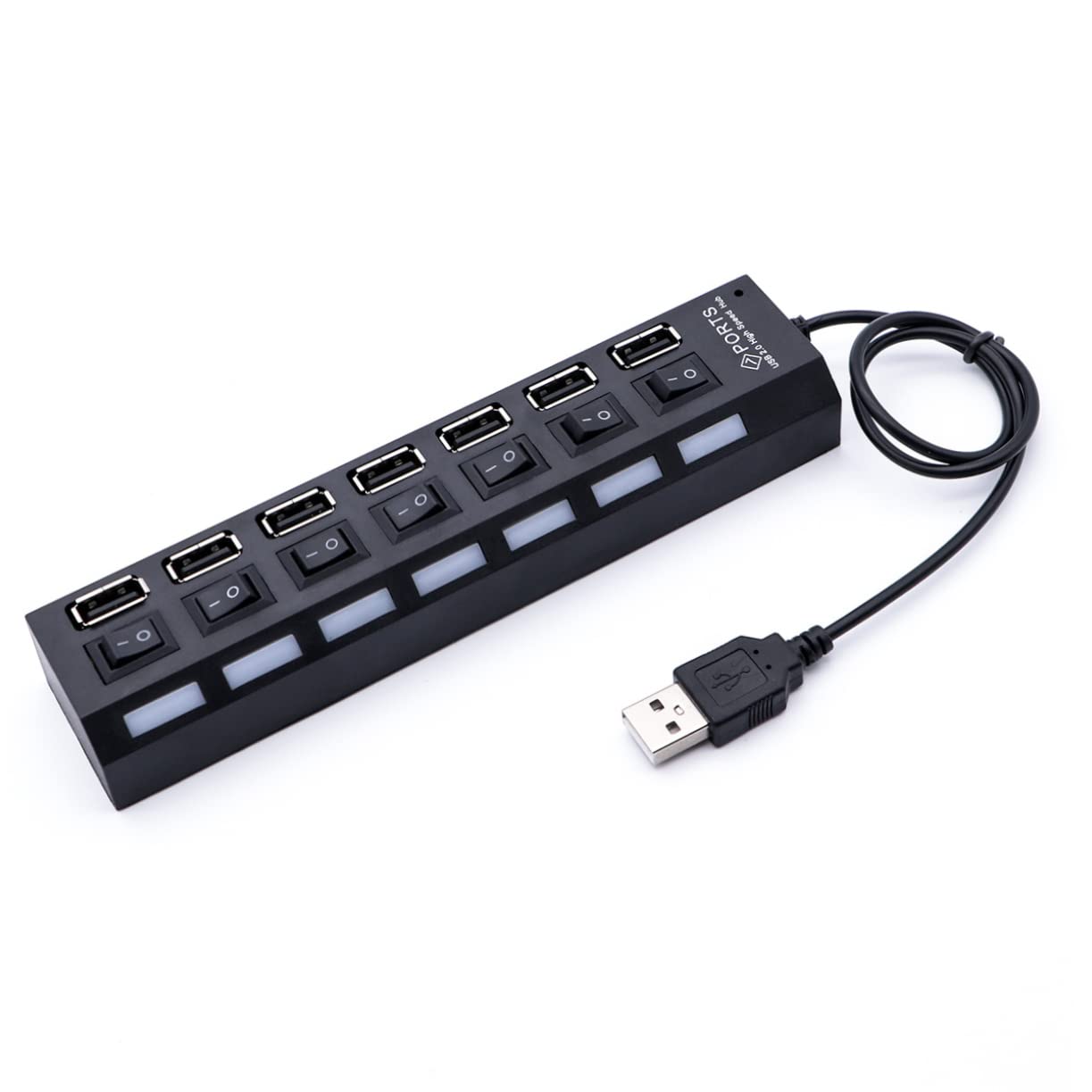 Homoyoyo 7-Port USB Hub Splitter - Slim & Portable USB 3.0 Data Hub Adapter for Laptop, PC, Mac - 3-Pack Multi-Port USB Expander for Charging, Data Transfer, Keyboard, Mouse & External Devices (Home/Office/Travel Use)