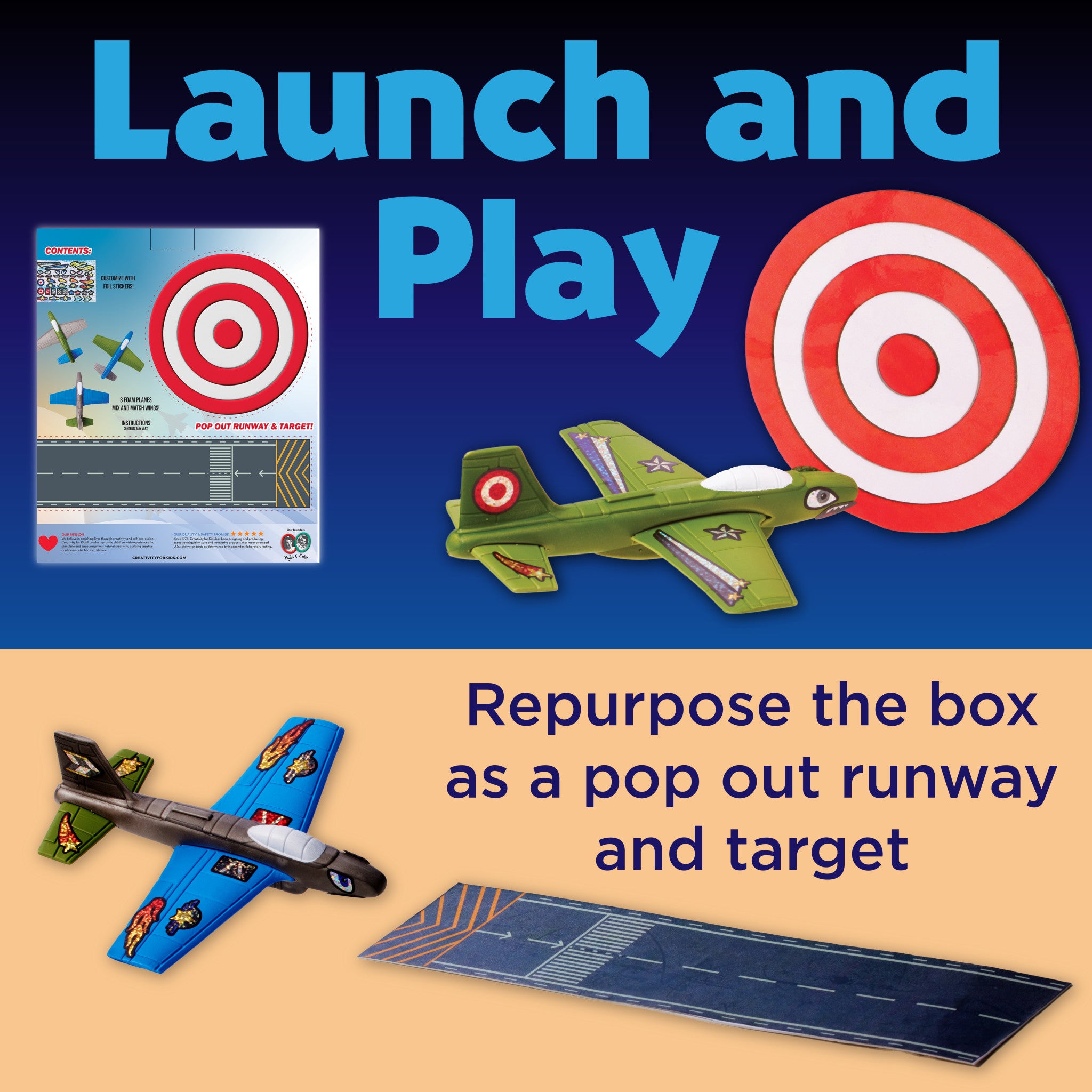Stunt Squadron Foam Airplane Toys - 3 Pack Foam Glider Planes for Kids Outdoor Games, Birthday Party Favors & Backyard Activities #6454000