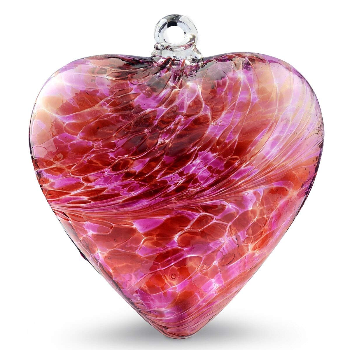 Hand Blown Glass Heart Ornament - Red Bleeding Heart Decoration for Valentine's Day, Anniversary Gifts, Home Decor & Christmas Tree Ornament