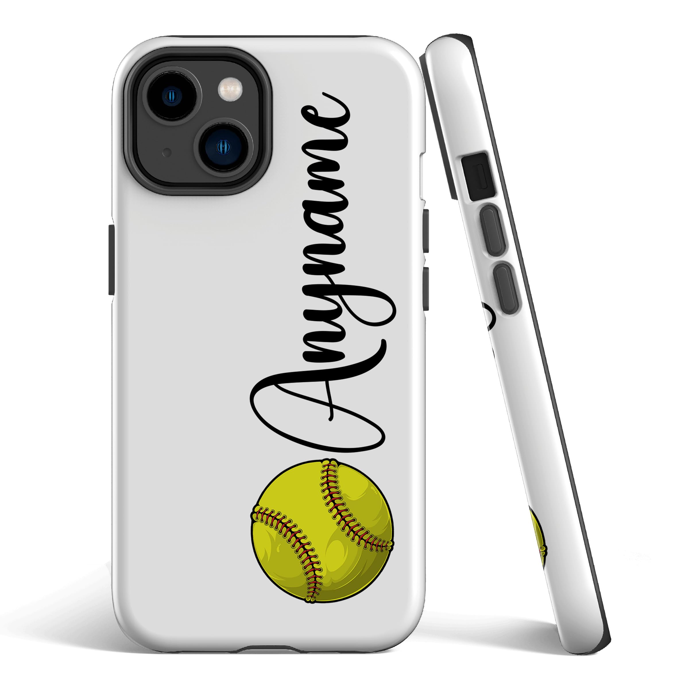 Custom Softball Phone Case with Personalized Name & Number - Durable Clear Protective Cover Compatible with iPhone 15/14/13/12/11/X/XR/XS/Pro Max/Ultra - Perfect for Baseball Games, Sports Fans & Team Spirit (Softball V1)