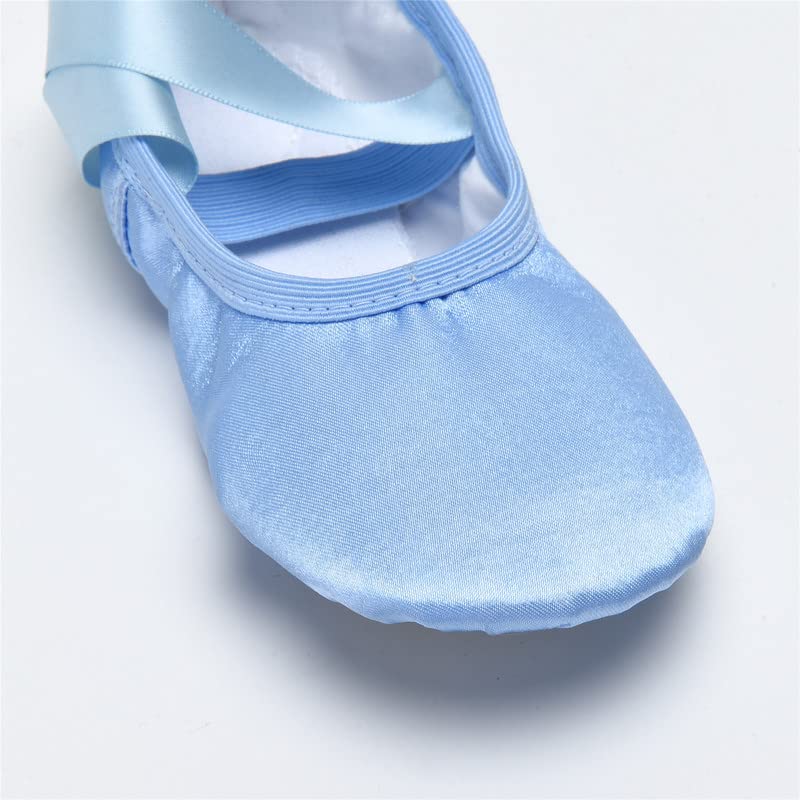 WENDYWU Girls Ballet Dance Shoes - Purple Flat Slippers with Ribbon for Ballet Class, Recital & Practice | Comfortable Kids Dance Shoes for Ballet, Jazz & Performance