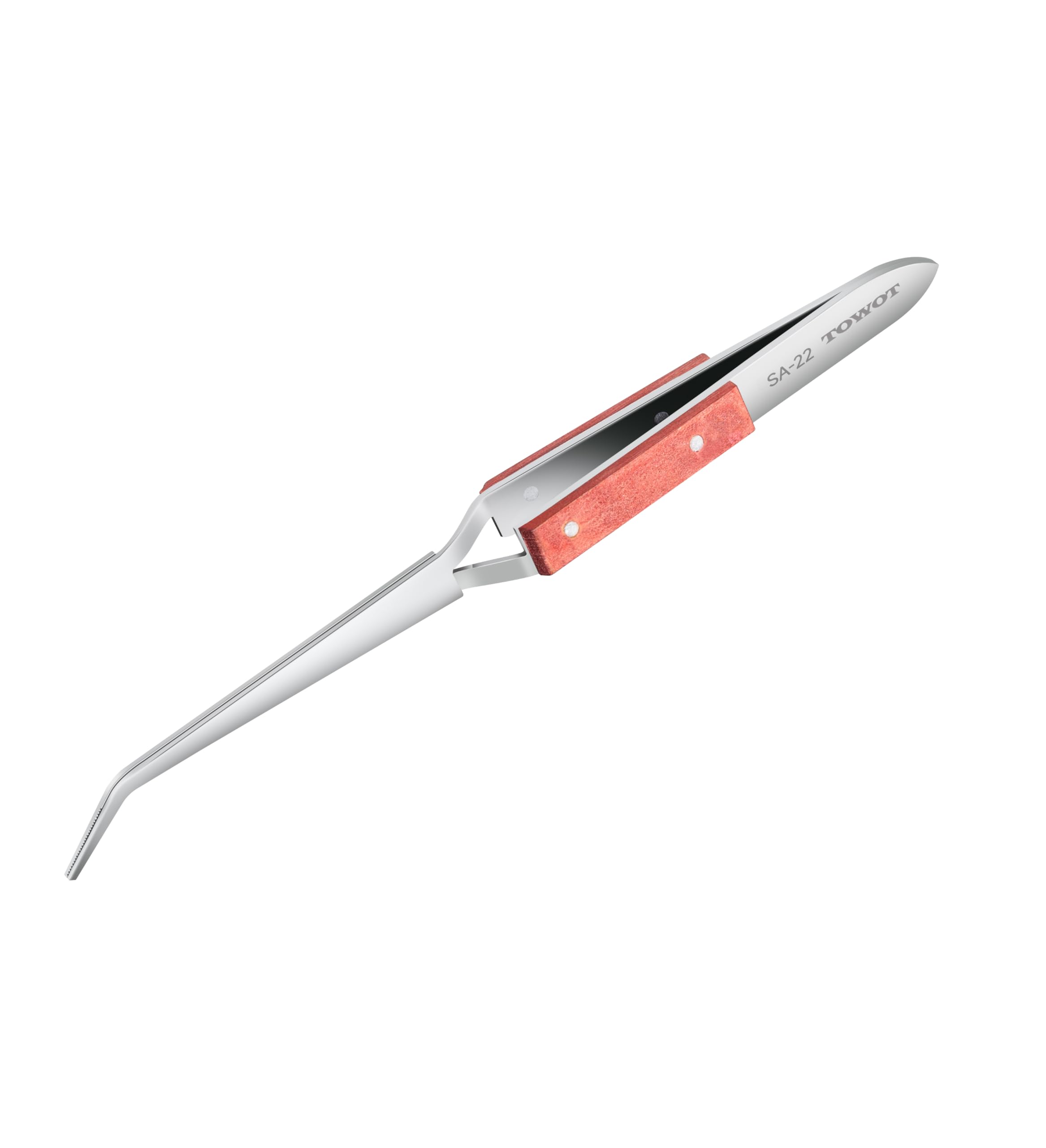 TOWOT 45-Degree Bent Industrial Tweezers - Cross Lock Fiber Grip with Wood Handle - Precision Soldering & Electronics Pick-Up Tool - Ideal for Jewelry Making, Circuit Board Repair, and Watch Maintenance