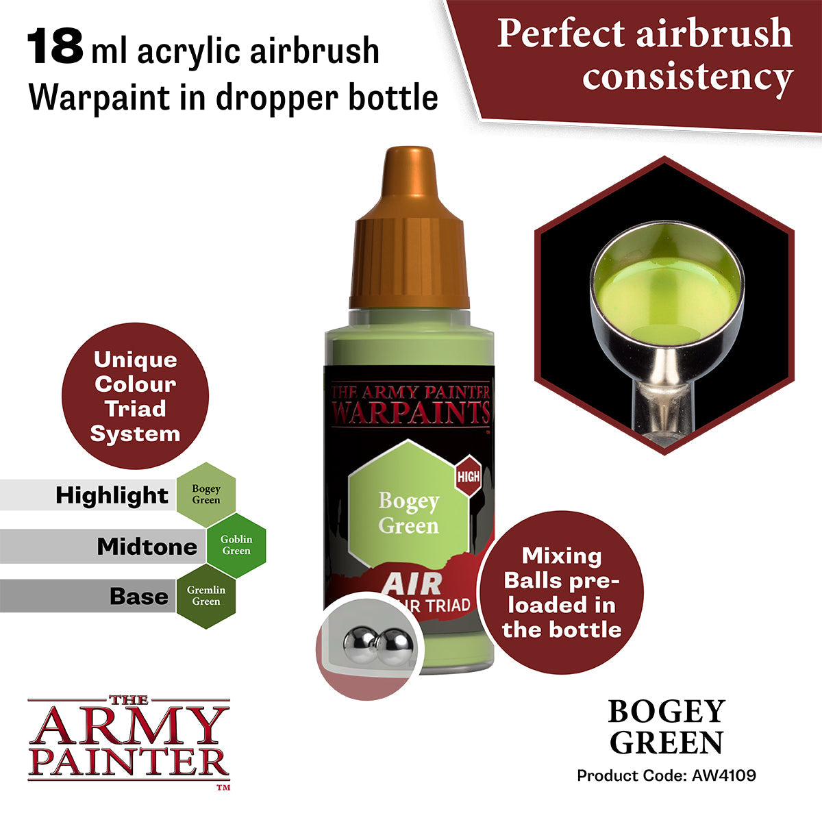 Warpaints Air: Bogey Green - Premium Model Paint for Miniatures & Wargaming - Perfect for Tabletop Gaming, Warhammer, and DIY Crafts