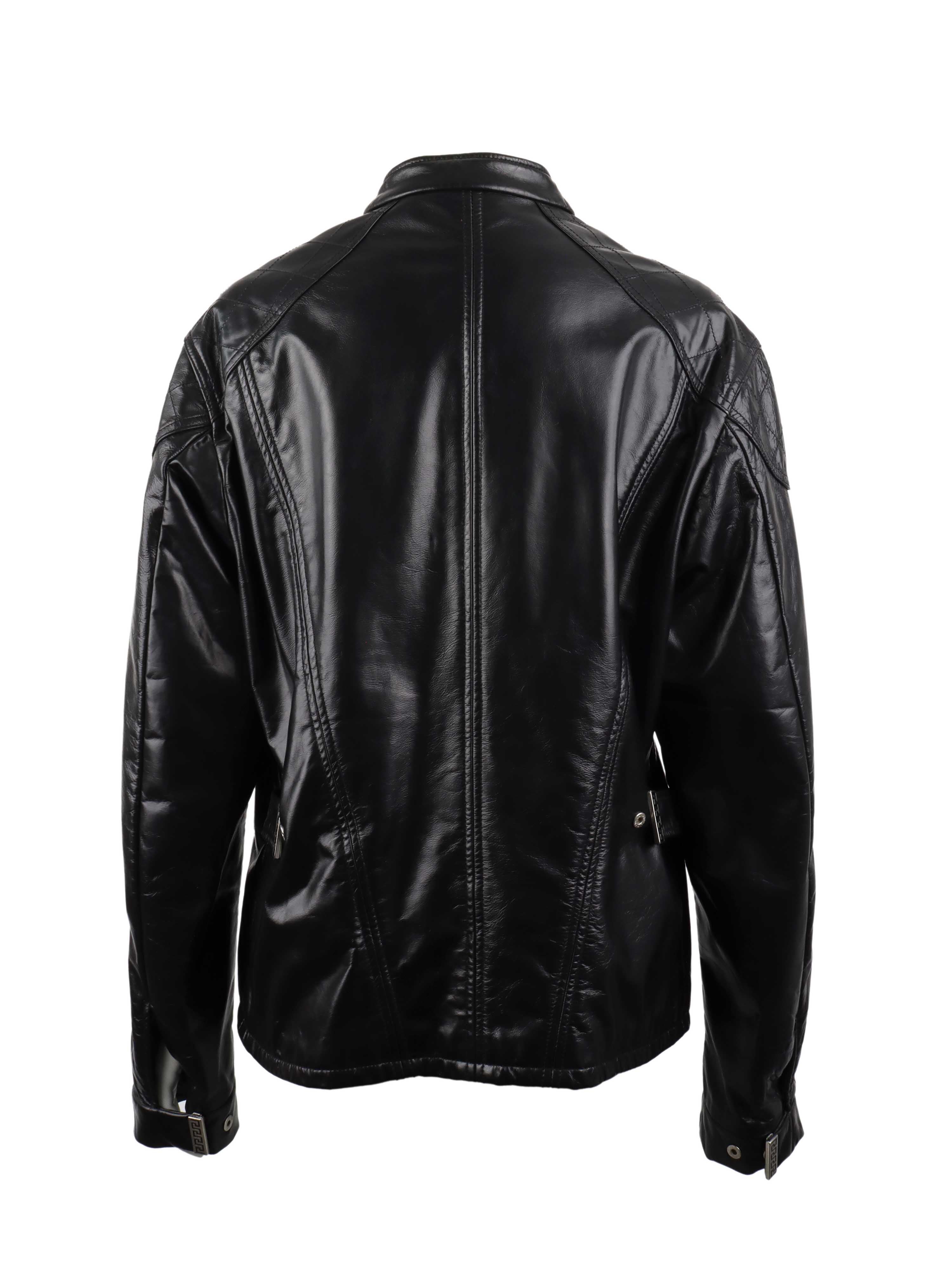 Versace Black Genuine Leather Jacket for Men - Premium Biker Style Outerwear for Casual Wear, Night Out & Motorcycle Riding
