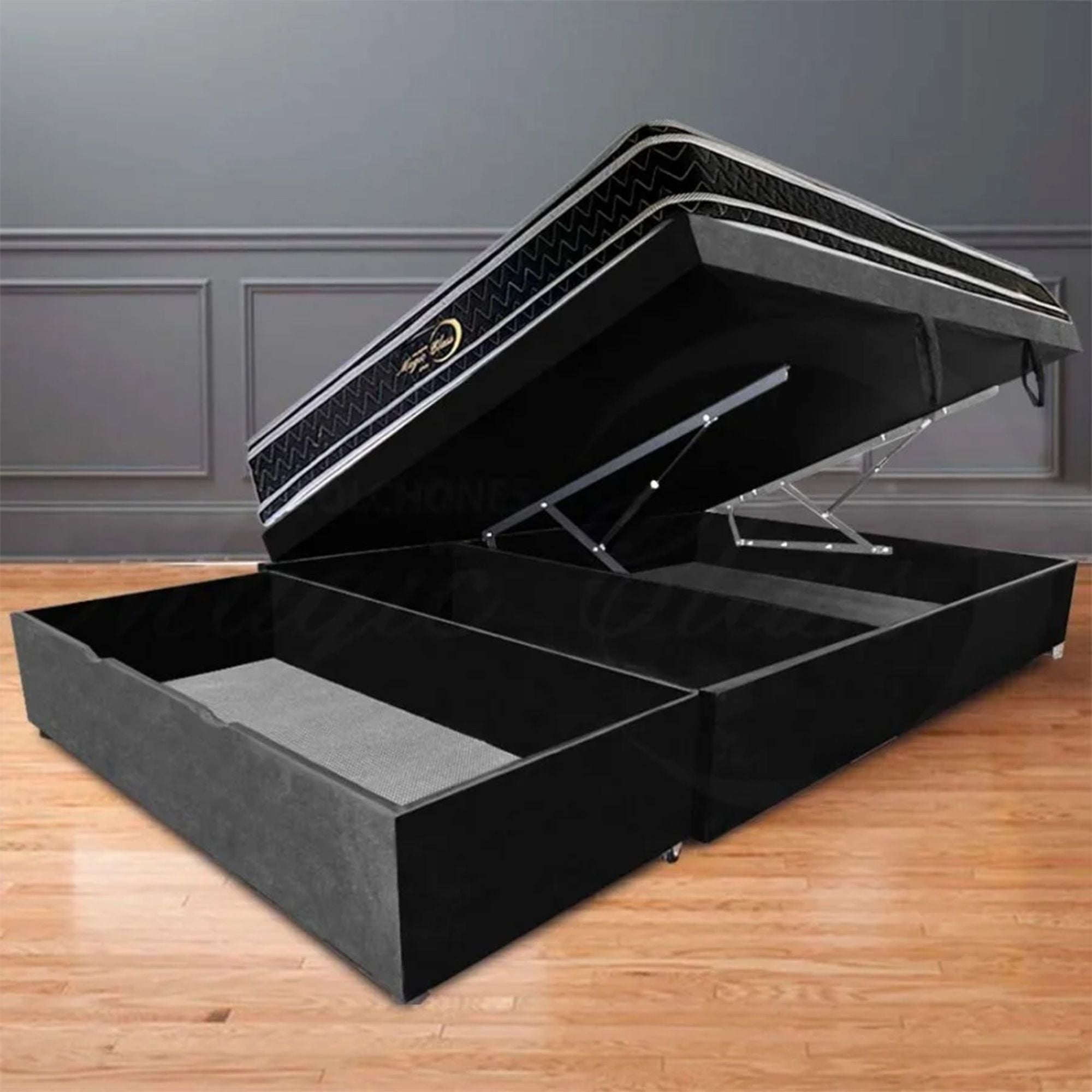Black Underbed Storage Box with Drawers 90x43cm for Single Bed 90x190cm - Space Saving Bedroom Organizer for Clothes, Shoes & Seasonal Items