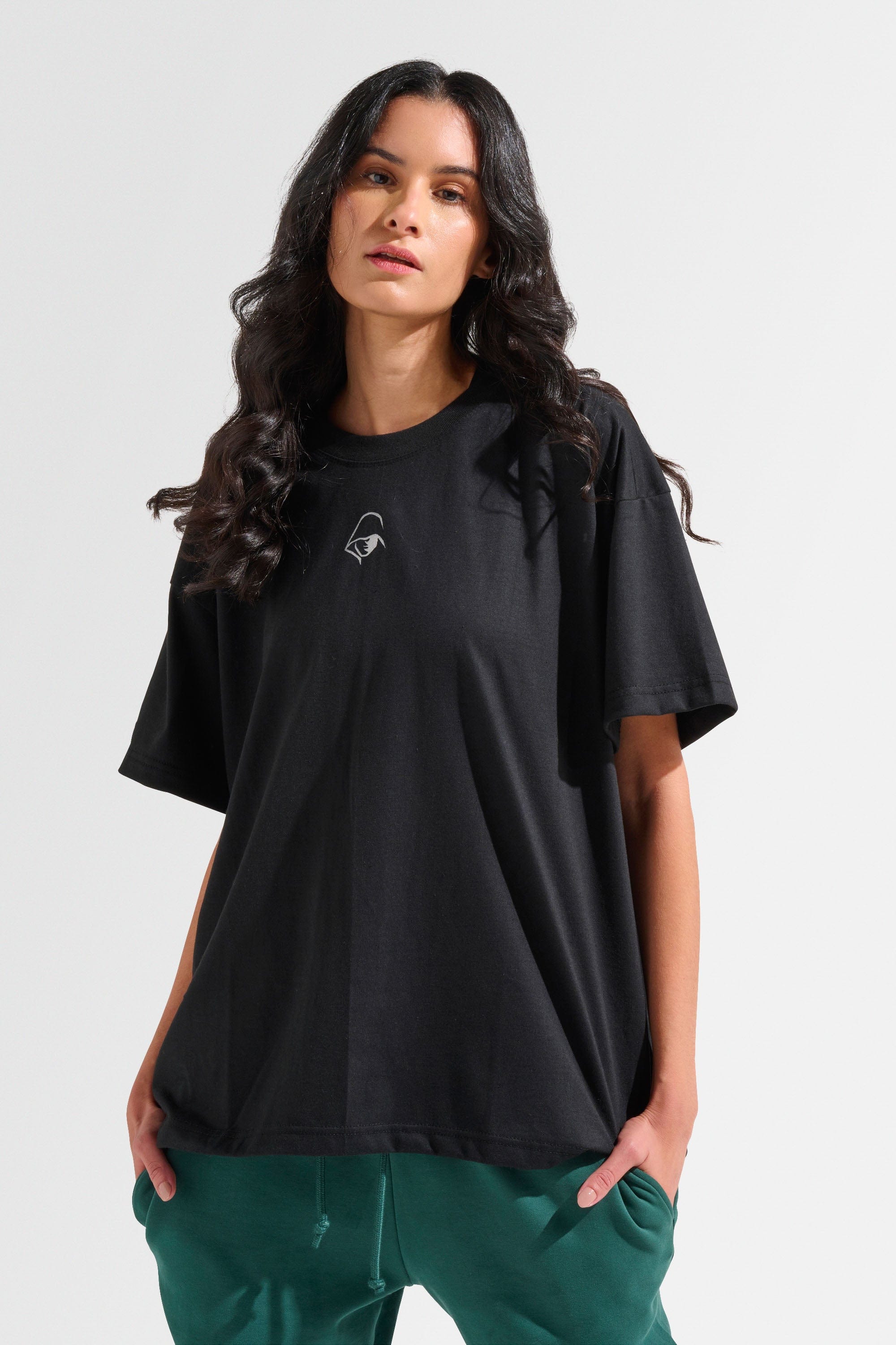 Oversized T-Shirt for Women - Soft Cotton Relaxed Fit Tee - Black Casual Shirt for Everyday Wear, Lounge & Street Style