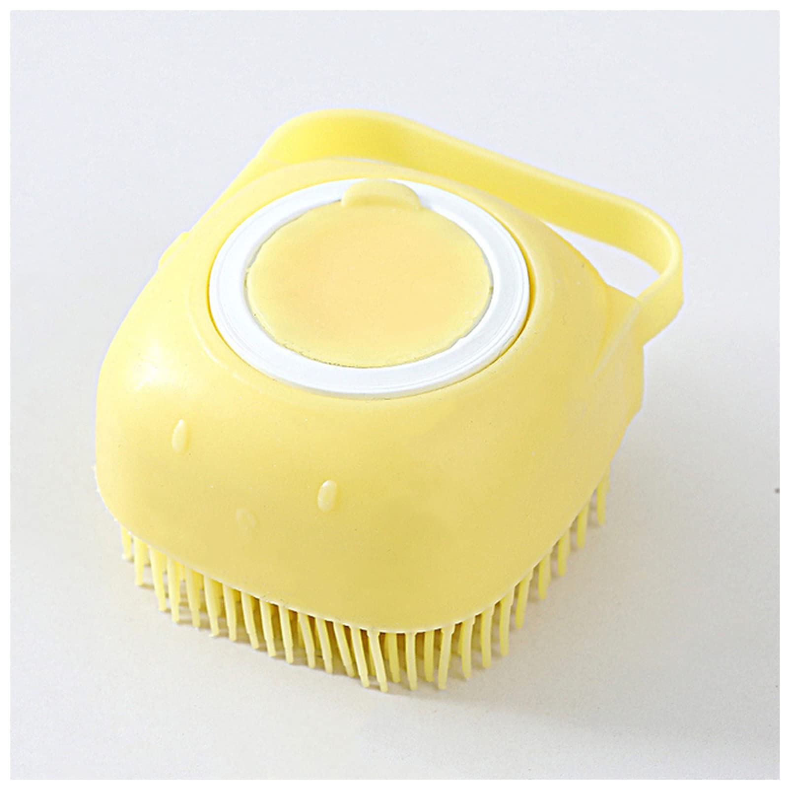 Xiaopangtech Pet Hair Comb - Dog Bath Massage Brush with Shampoo Dispenser, Grooming Gloves & Multibrush for Dogs & Cats - Perfect for Bathroom, Shower & Home Grooming (Yellow)