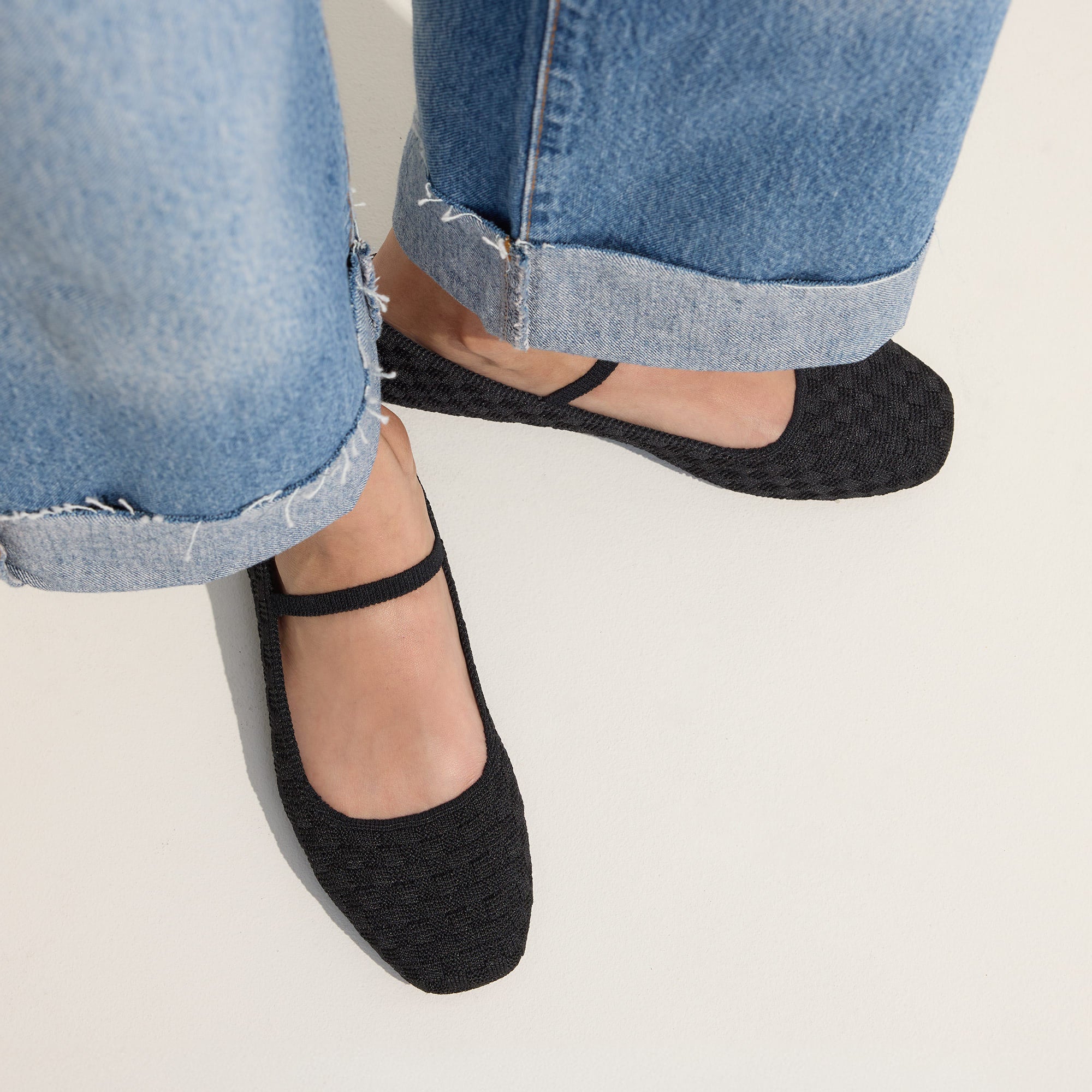 Max Square Mary Jane Shoes - Black Sand | Comfortable & Stylish Women's Flats for Work, Casual & Party Wear