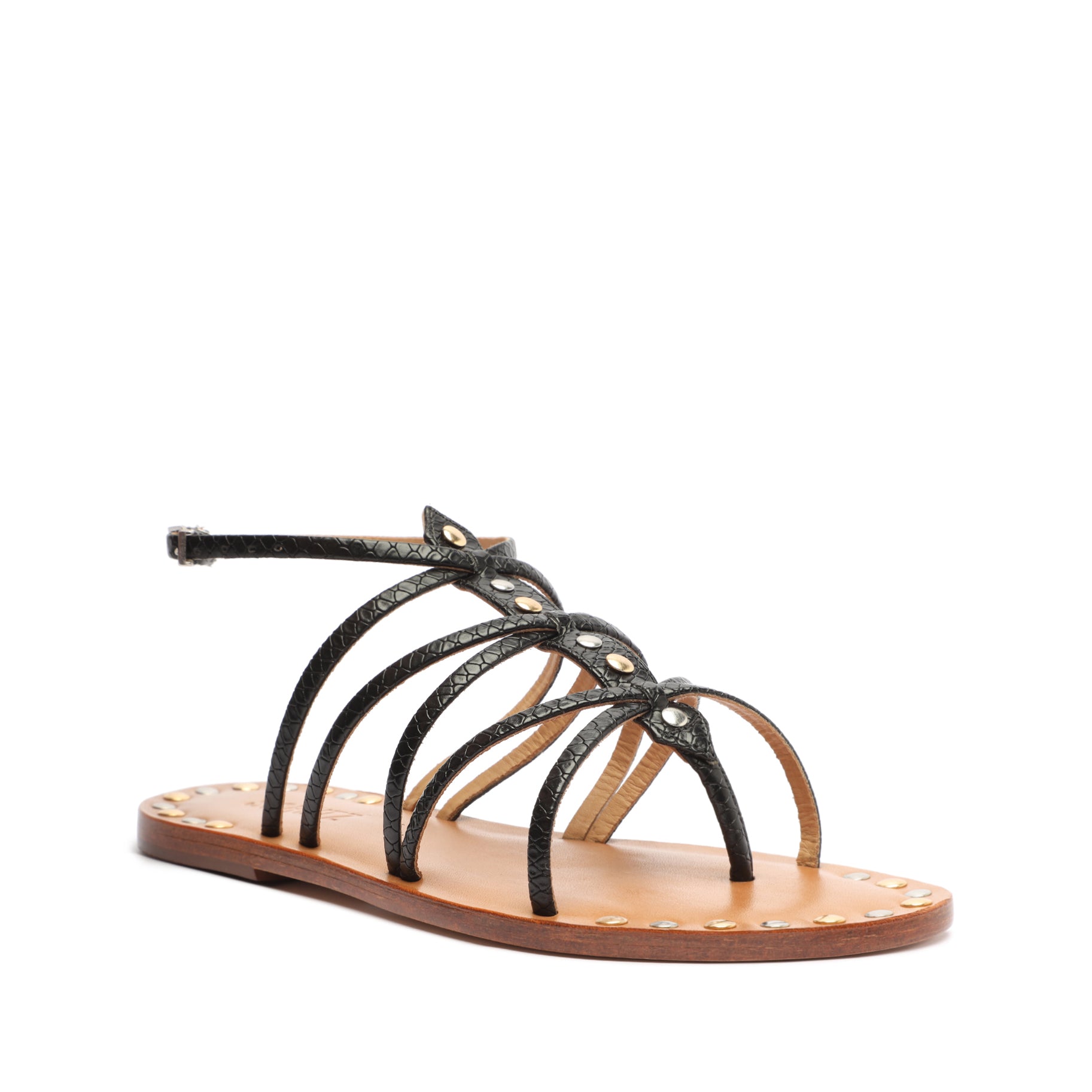 Malaya Women's Casual Snake Embossed Leather Sandals - Comfortable Slip-On Summer Shoes for Beach, Vacation & Everyday Wear