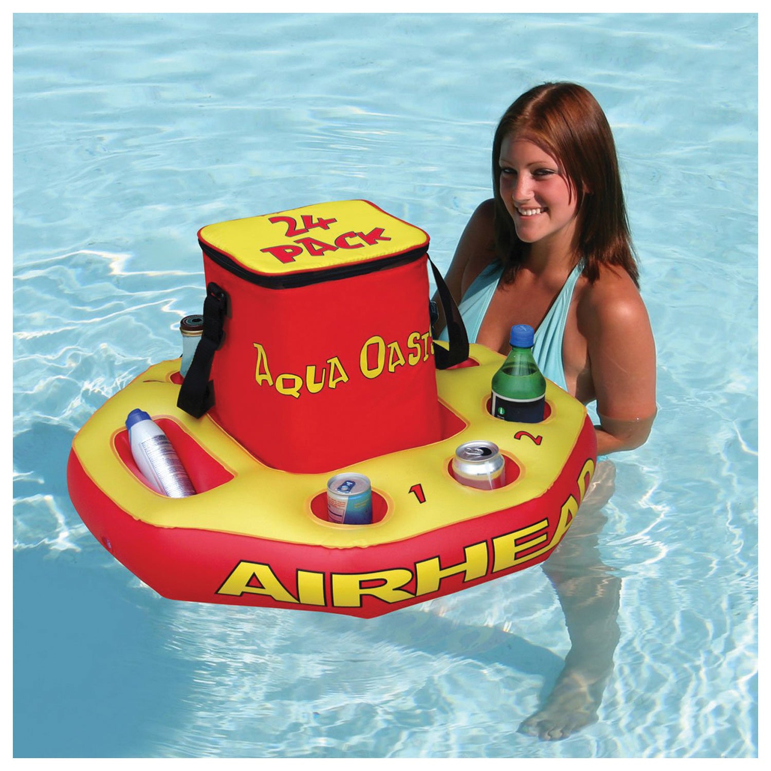 Airhead Oasis Inflatable Beverage Cooler - Portable Floating Drink Cooler for Pool, Beach & Outdoor Parties - Keeps Drinks Cold for Hours