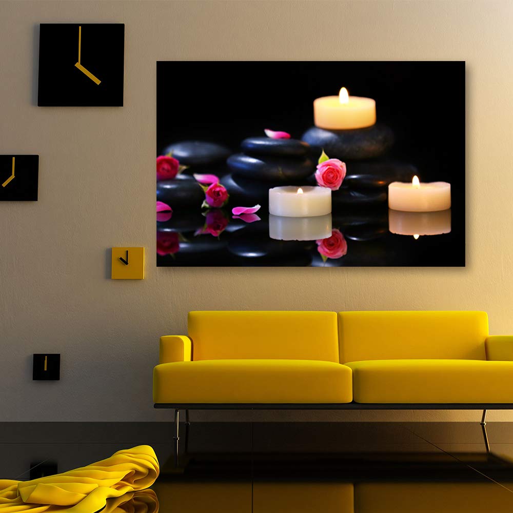IDEA4WALL Christmas Candles Canvas Wall Art - 32x48 Inch Framed Home Decor Painting for Living Room, Bedroom & Holiday Celebration