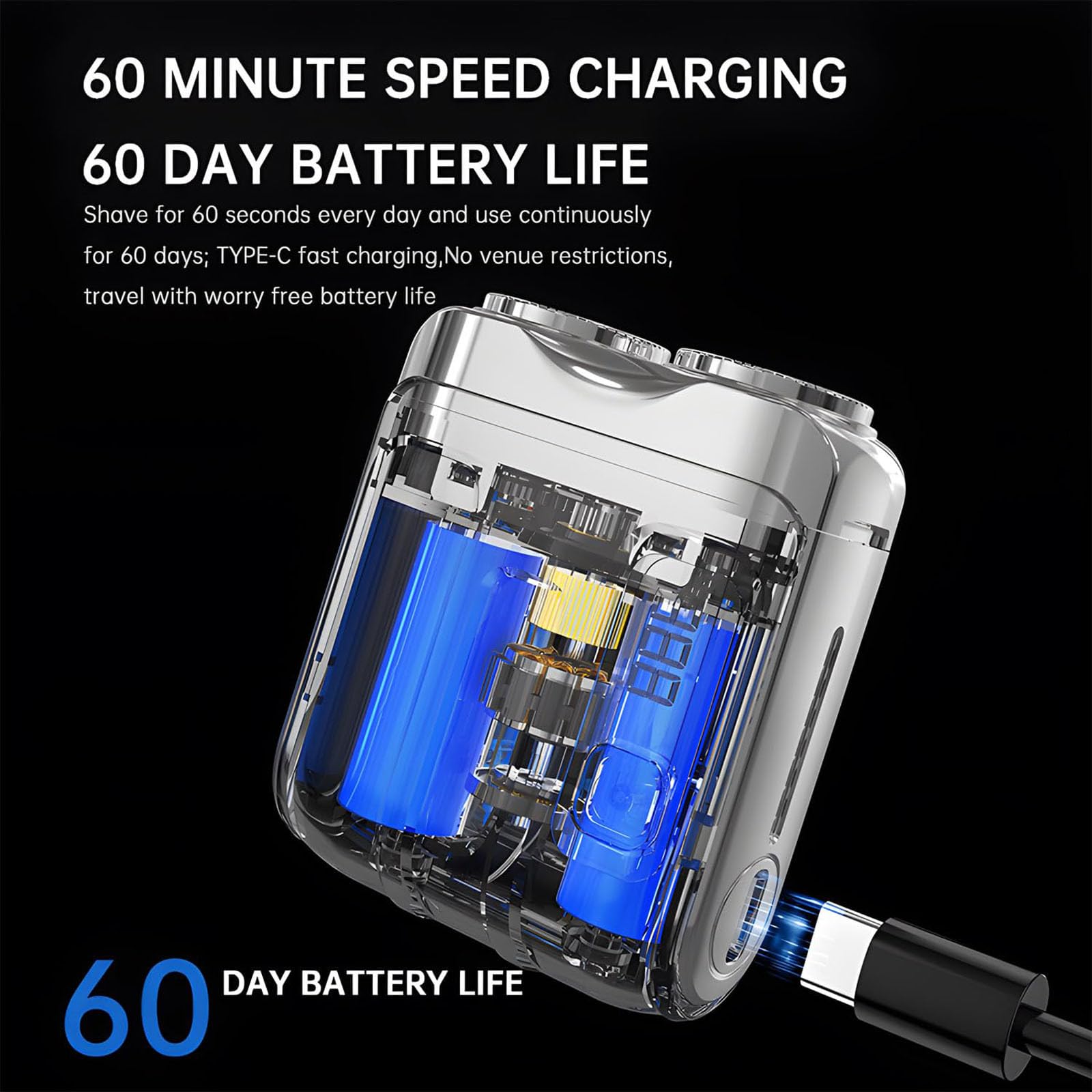 Mini Portable Electric Shaver for Men - USB Rechargeable Waterproof Travel Razor with Foil Technology - Perfect for Home, Car, Office & On-the-Go Grooming (Black)