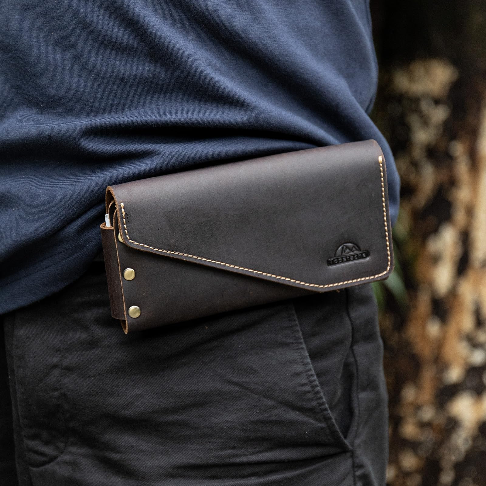 Premium Leather Phone Holster with Belt Loop & Magnetic Closure - Handmade iPhone 14 Pro Max Pouch (Fits with Otterbox Case) - Dark Brown Wallet & Card Holder for Men | Perfect for Work, Travel & Outdoor Activities