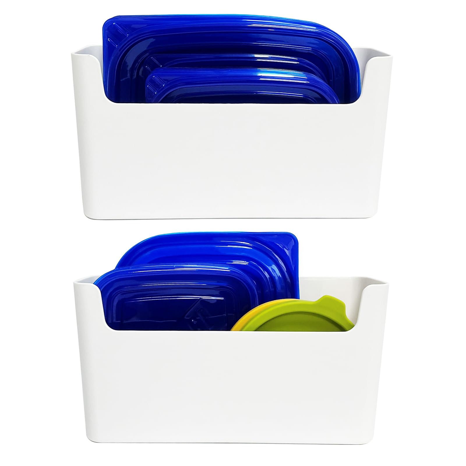 MaraFansie 2-Pack Over Cabinet Organizer - No Drill Adhesive Lid Storage Caddy, Space Saving Door Organizer for Kitchen & Bathroom (White) - Perfect for Spice Racks, Cleaning Supplies & Toiletries Storage