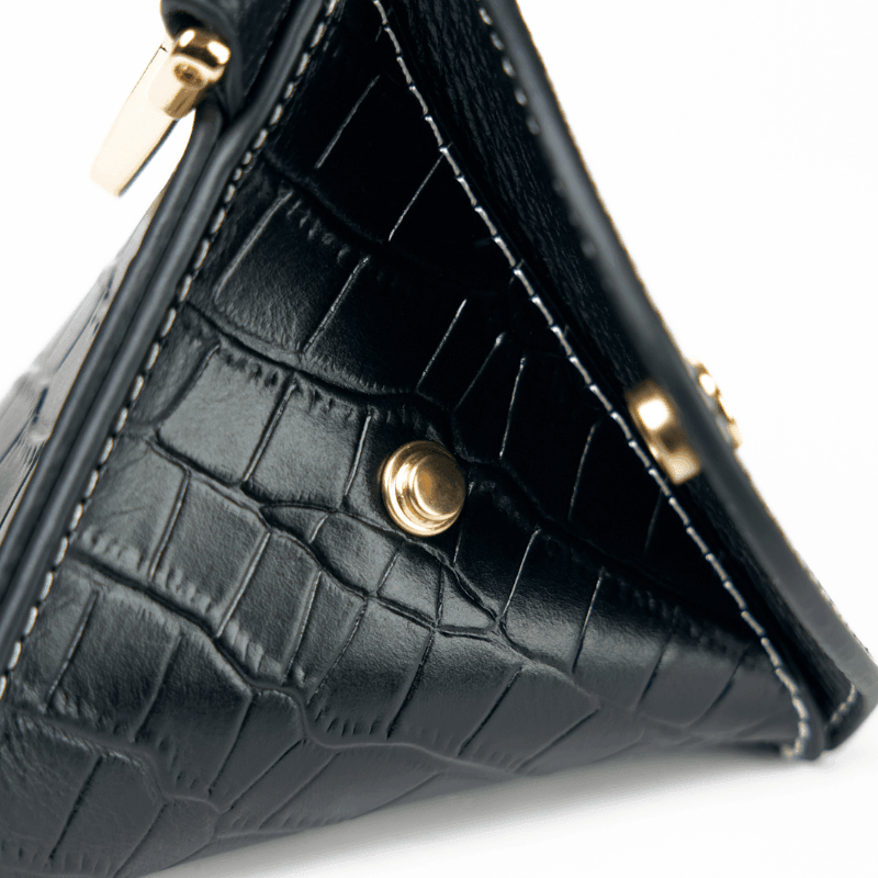 Premium Obsidian Black Leather Dog Poop Bag Holder - Stylish & Durable for Walking, Hiking, and Outdoor Adventures