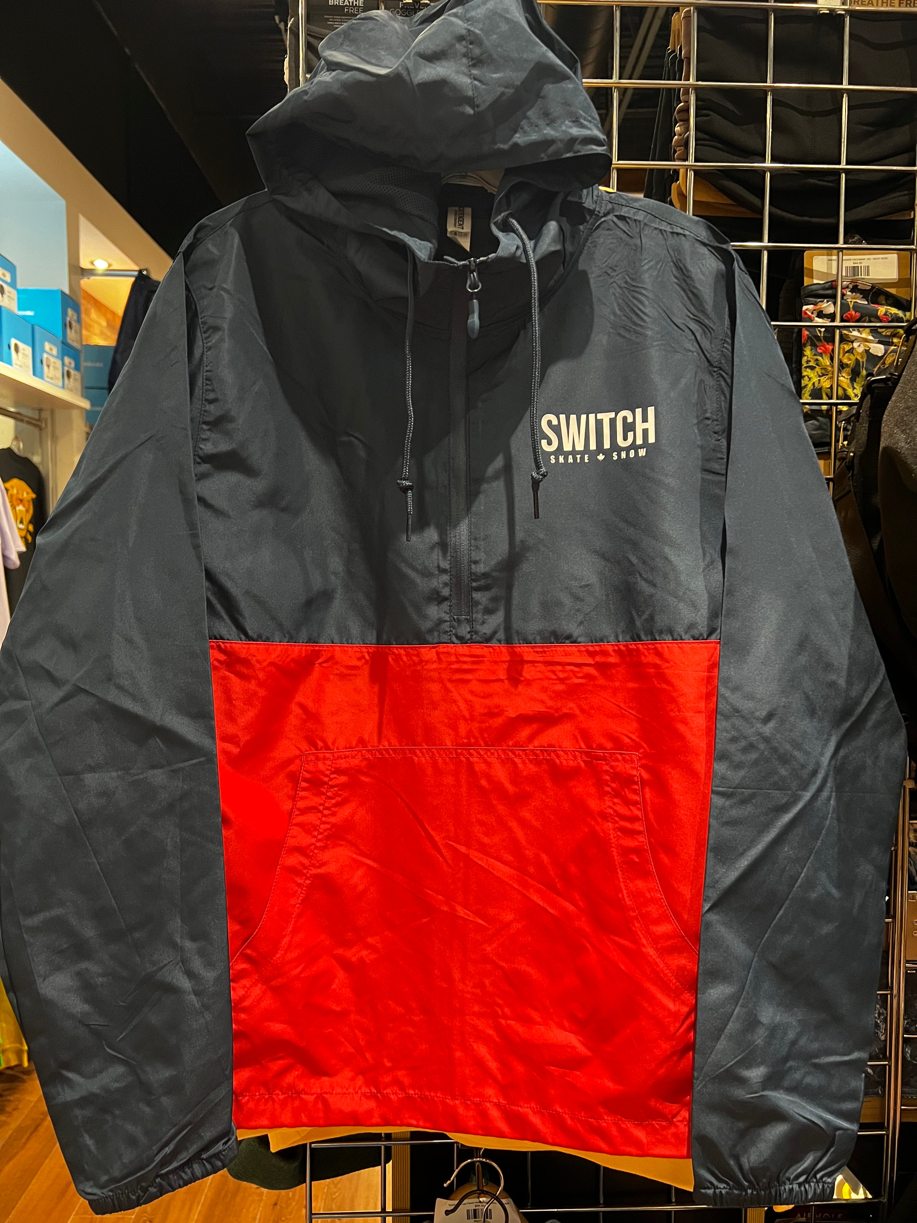 Nintendo Switch OG Logo Lightweight Windbreaker Anorak Jacket - Classic Navy/Red - Perfect for Gaming Events, Outdoor Adventures & Casual Wear