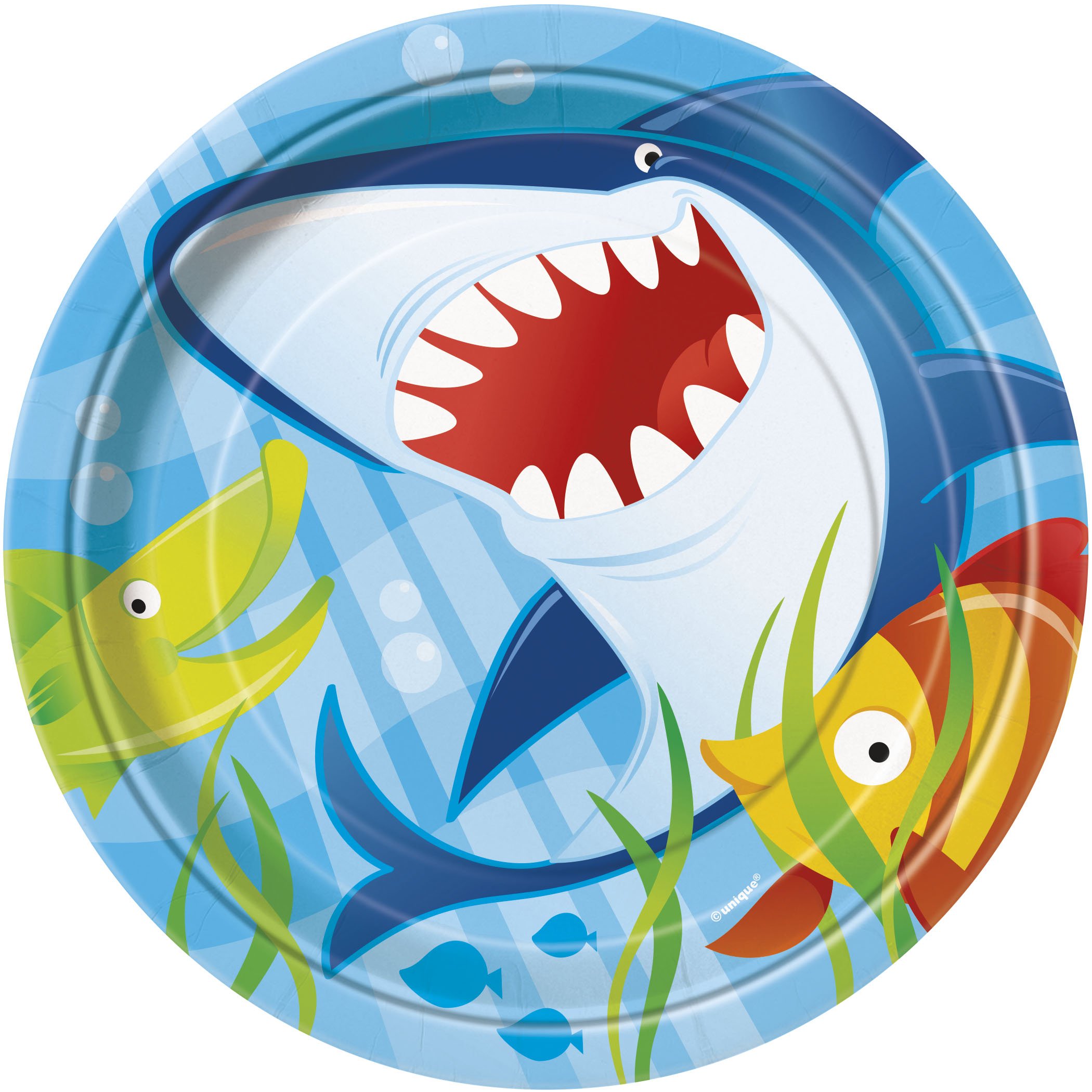 Ocean Shark Themed Dessert Plates - Set of 8 for Birthday Parties, Baby Showers & Beach Themed Events - Durable Melamine Appetizer Plates for Kids & Adults