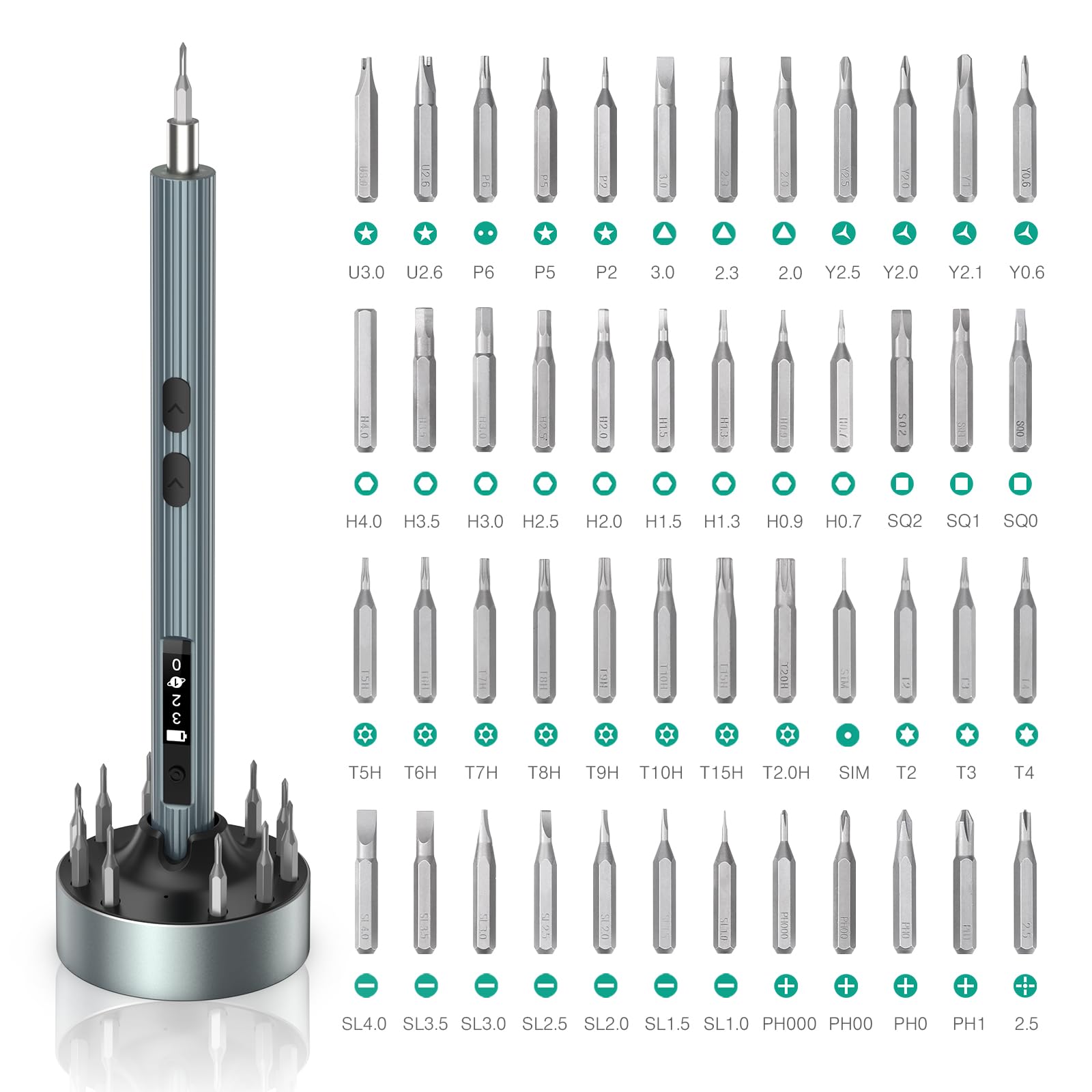 ORIA 52-in-1 Rechargeable Electric Screwdriver Set - Cordless Mini Power Screwdriver with Adjustable Torque, LED Light & Charging Dock - Perfect for Phone, Laptop, Watch & DIY Home Repairs