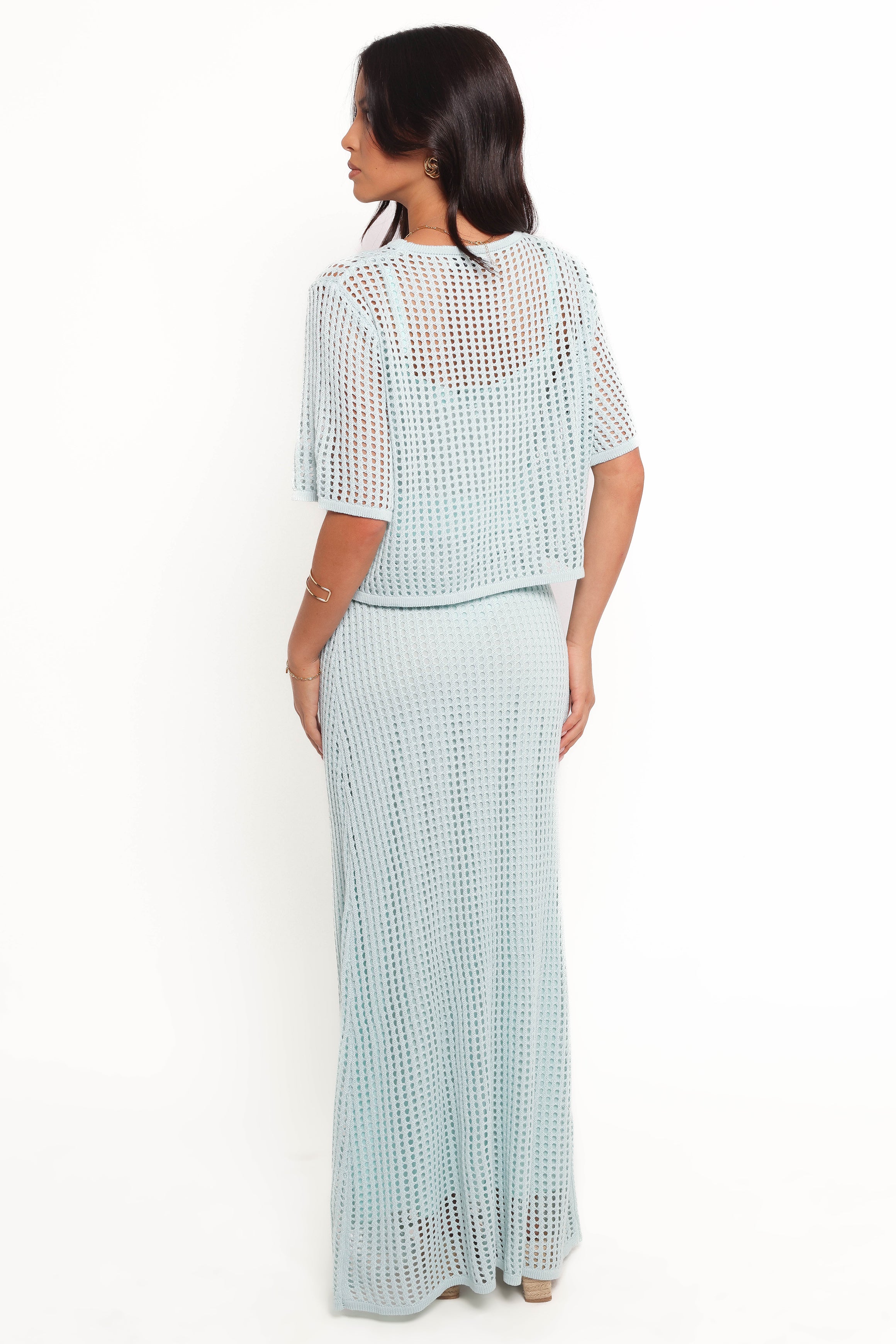 Kinnie Knit Skirt Set - Light Blue Women's Casual Outfit | Perfect for Spring & Summer Wear, Office & Weekend Outings