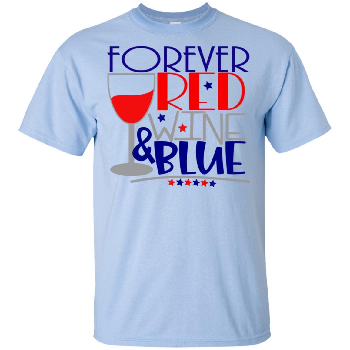 WineyBitches.Co Forever Red Wine and Blue Ultra Soft Cotton T-Shirt | Patriotic American Flag Design | Perfect for 4th of July, BBQ Parties & Casual Wear