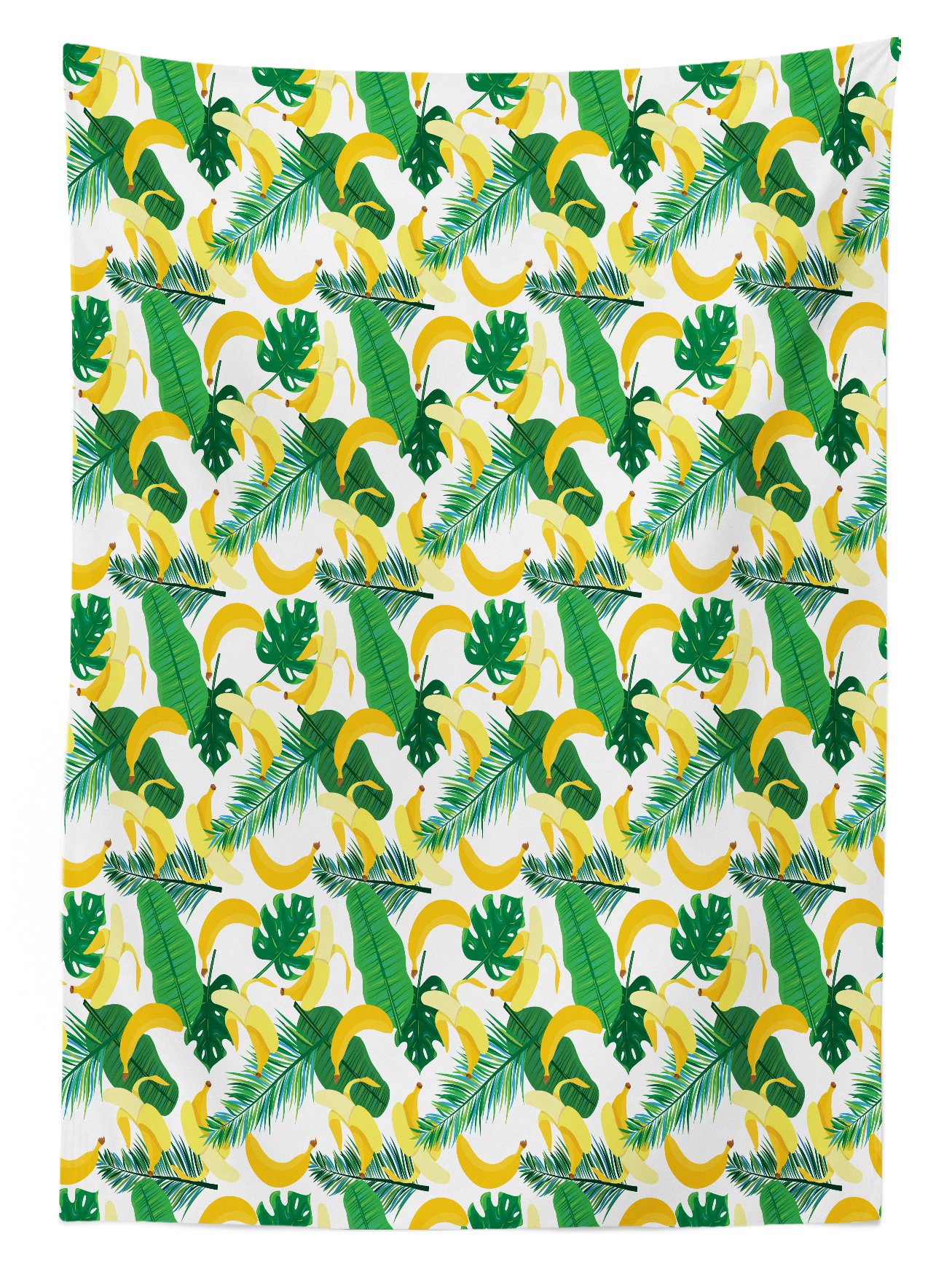 Ambesonne Tropical Banana Leaf Tablecloth - Hand Drawn Cartoon Style Fruit Pattern, Washable Outdoor Picnic Table Cover 58x120 Inches - Perfect for Beach Parties, Backyard BBQs, and Jungle Themed Decor