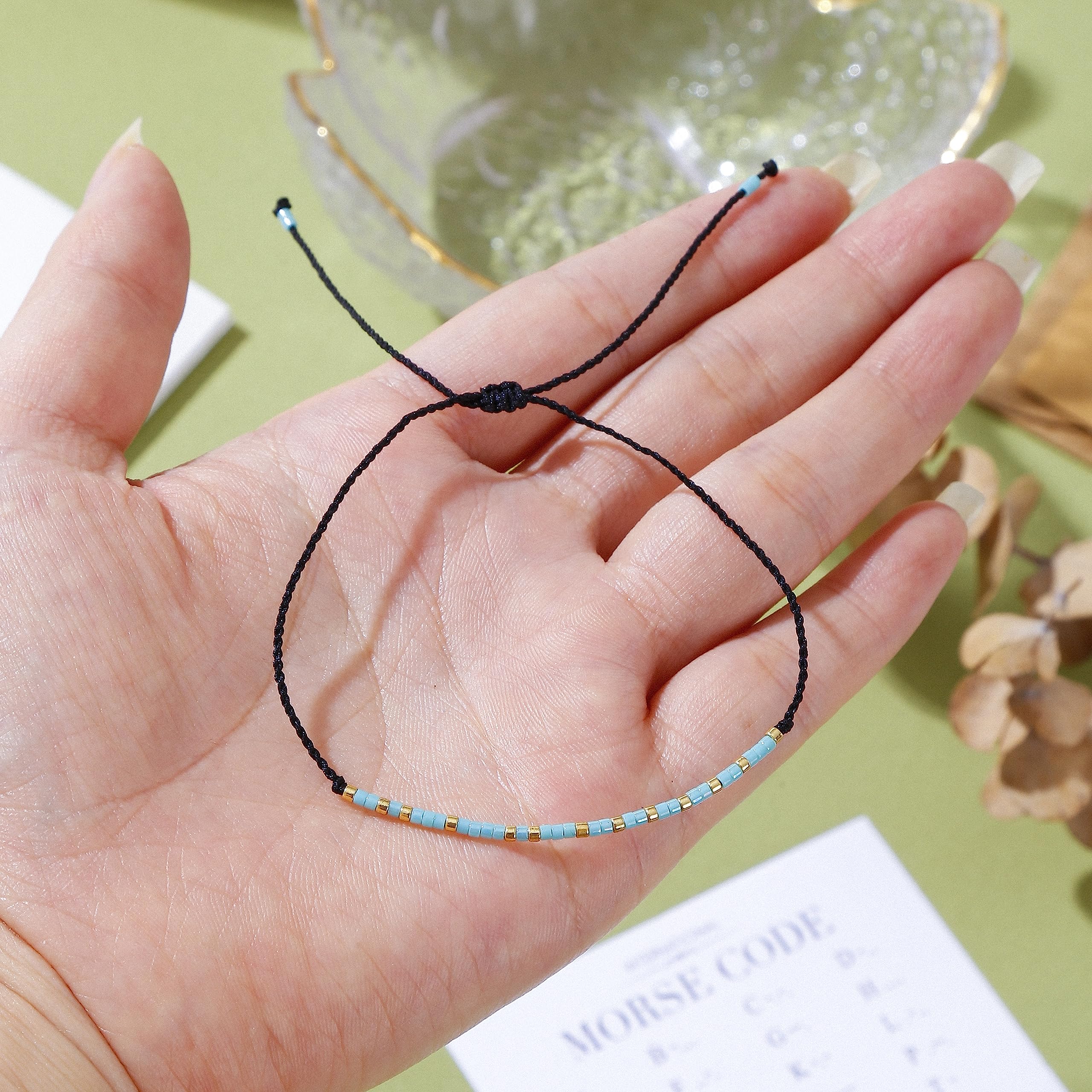 RareLove Morse Code Beaded Bracelet for Women - Inspirational Encouragement Gift for Friends, Divorce Breakup, Get Well - Waterproof Secret Message Jewelry with Tiny Pony Seed Beads | Perfect for Daily Wear, Special Occasions & Thoughtful Surprises