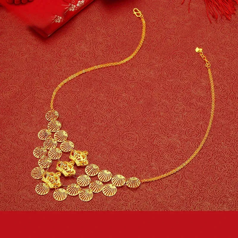 24K Pure Gold Necklace Real AU 999 Solid Gold Chain for Women - Elegant Classic Party Jewelry Gift for Her - Trendy & Upscale Fine Jewelry for Weddings, Anniversaries & Special Occasions - 2023 New Arrival