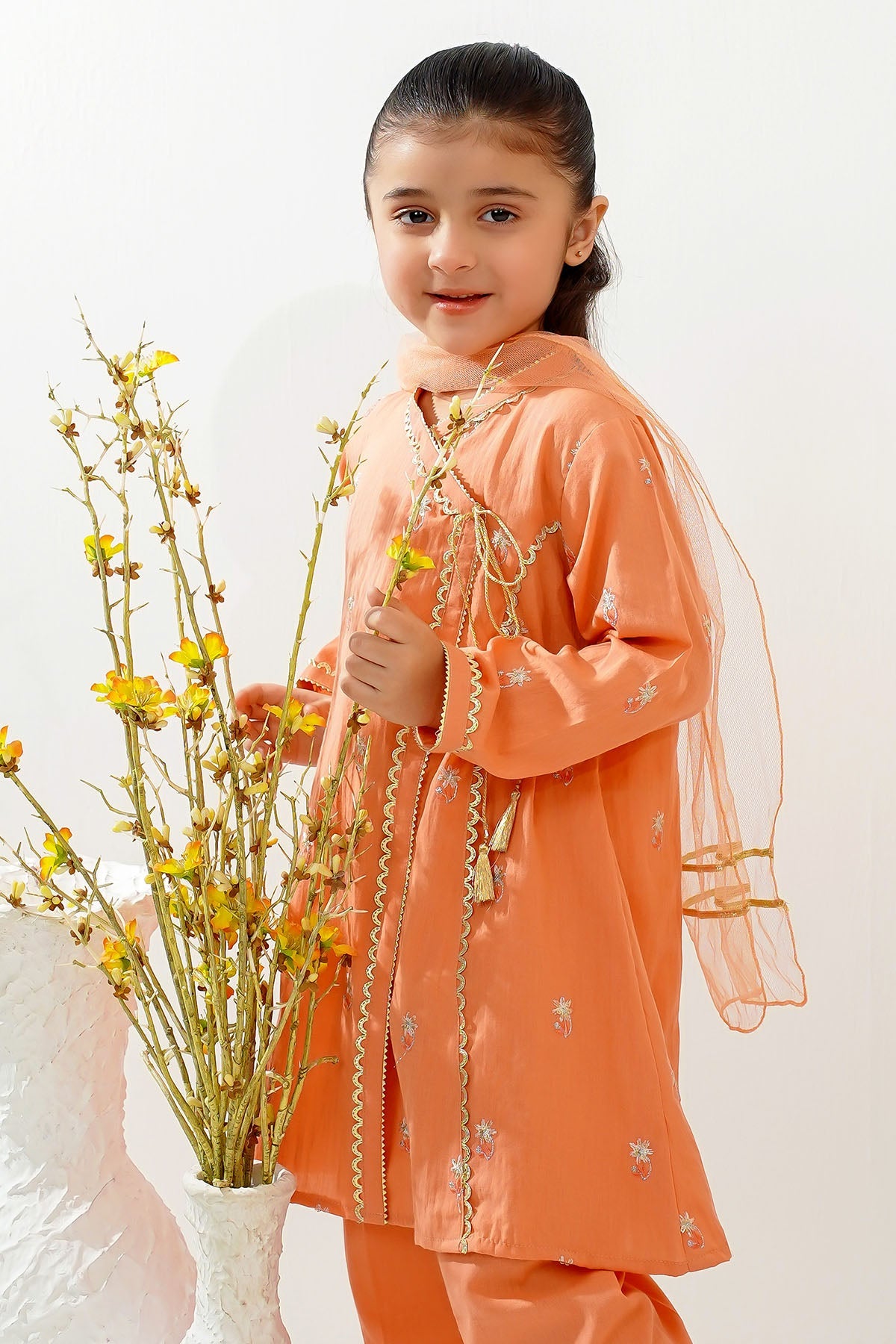 Premium Cotton Embroidered Orange Stitched Suit for Men | Elegant Ochre Color | Perfect for Weddings, Parties & Formal Events