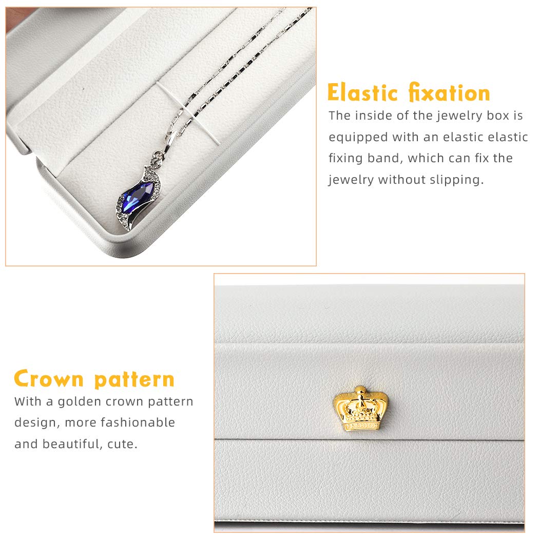 iSuperb 2-Pack PU Leather Jewelry Storage Box - Long Chain Necklace & Bracelet Display Case for Wedding, Anniversary, Christmas Gifts | Perfect for Jewelry Organization and Gift Presentation