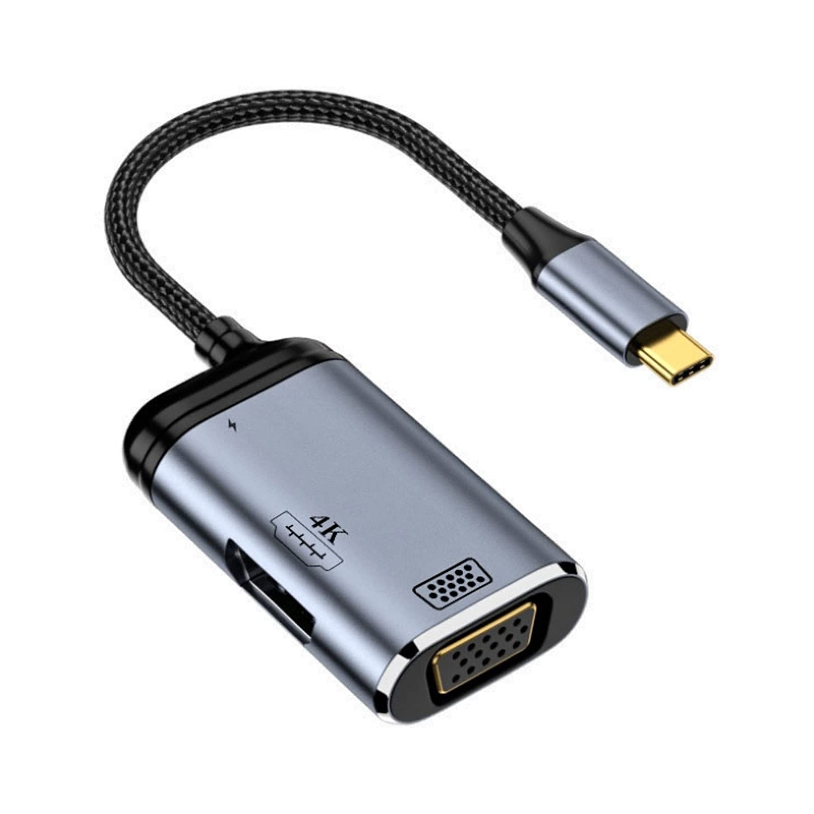 ZZjingli Y001 3-in-1 USB-C to VGA HDMI Audio Adapter - Multi-Port Hub for MacBook Pro/Air, iPad Pro, Dell XPS, Surface Pro (Home Office, Conference Presentations, Gaming Setup)