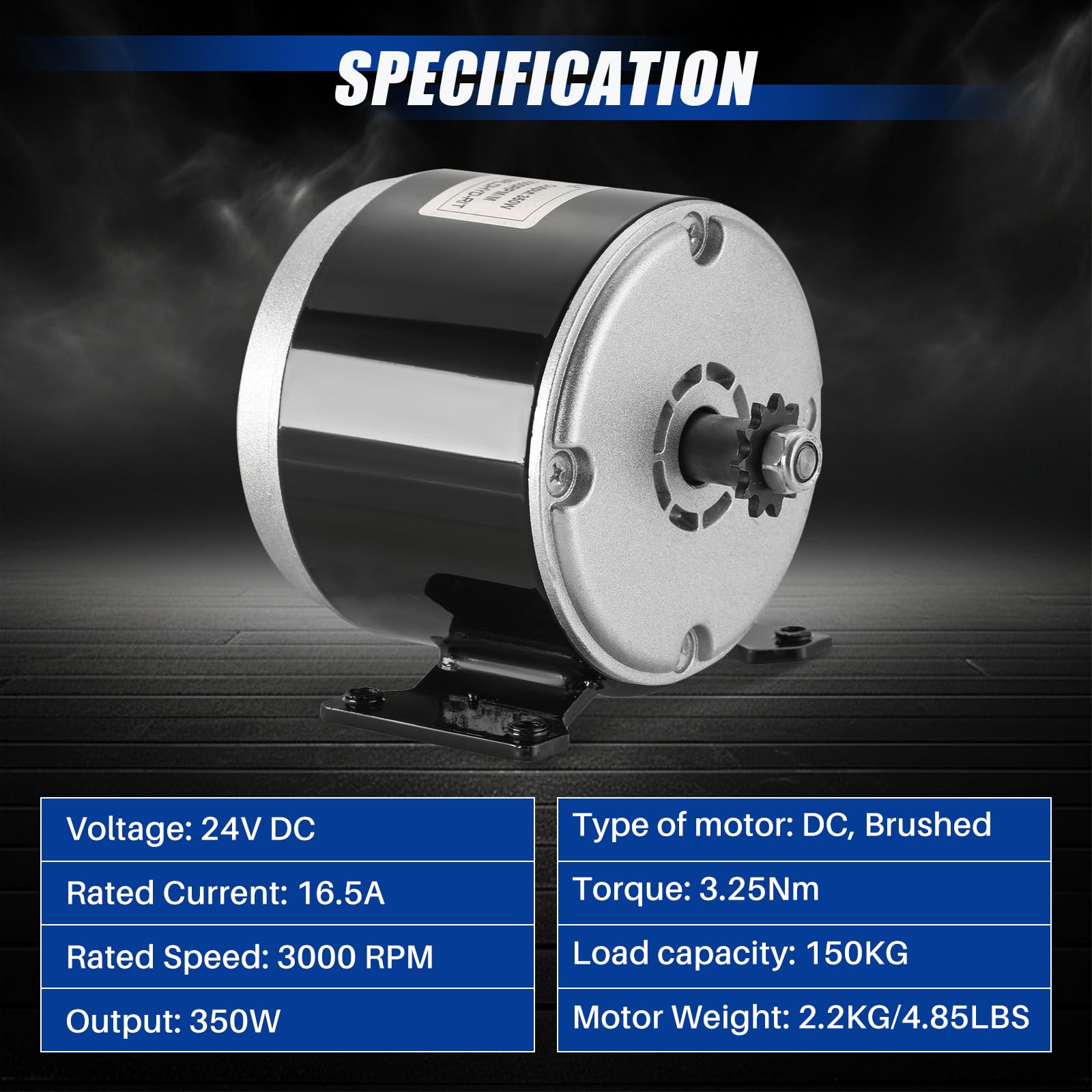 MYFULLY 24V 350W Brushed DC Motor Generator - High Speed 3000RPM Permanent Magnet Motor for Electric Scooters, E-Bikes, Wind Turbines & DIY Power Projects | Perfect for Commuting, Off-Road Adventures & Renewable Energy Systems