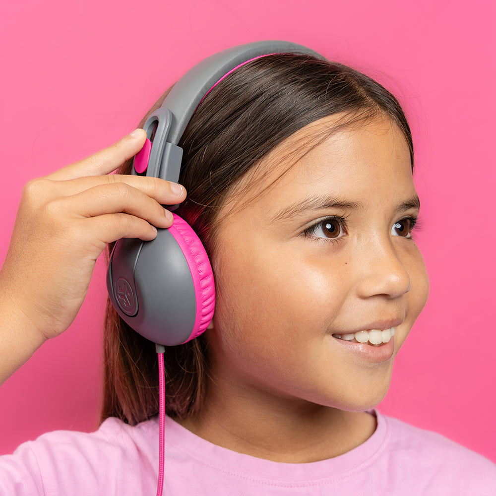 JBuddies Studio 2 On-Ear Wired Headphones for Kids - Pink & Gray - Lightweight Comfort for School, Travel & Home Learning