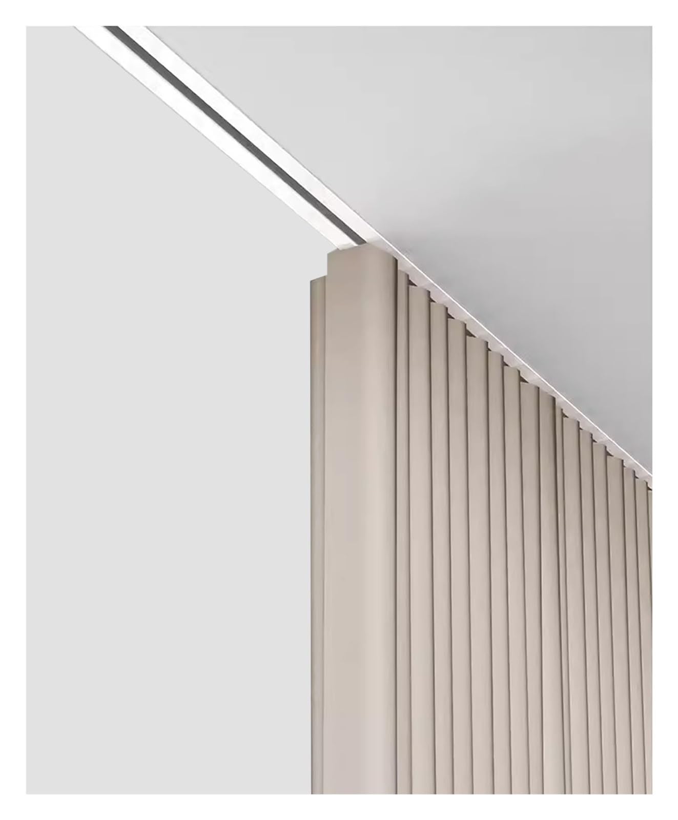 Ultra-Thin White Recessed Ceiling Curtain Track System - 5ft/1.52m Cuttable Metal Sliding Room Divider for Home, Office & Commercial Spaces - Easy Installation Pre-Built Mount for Modern Interior Design
