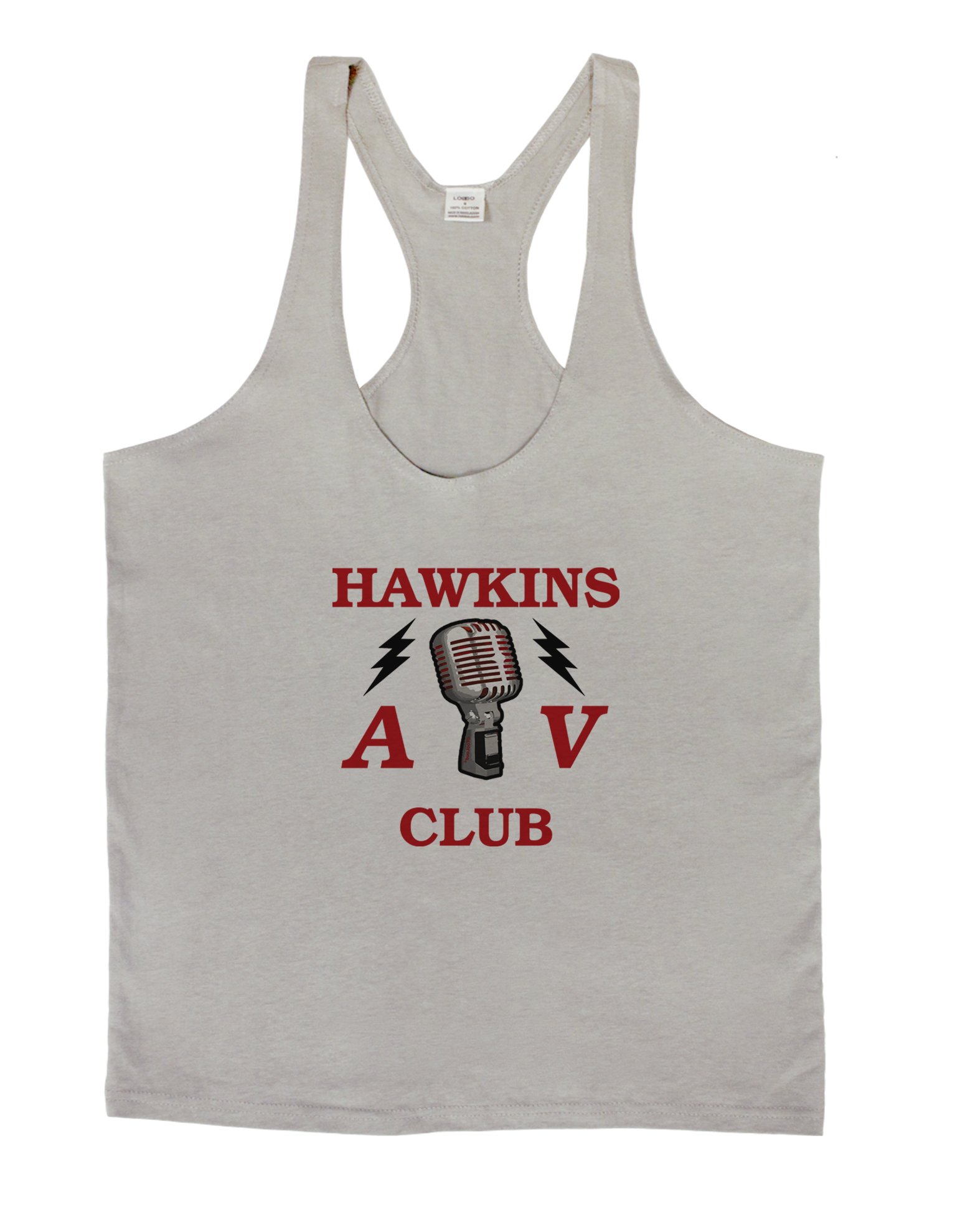 TooLoud Hawkins AV Club Men's String Tank Top - Breathable Muscle Tee for Gym, Workout & Summer Casual Wear