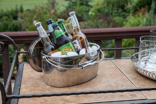 Professional Stainless Steel Oval Ice Bucket with Scoop - Crafthouse by Fortessa Barware by Charles Joly | Perfect for Cocktail Parties, Home Bars & Wedding Receptions