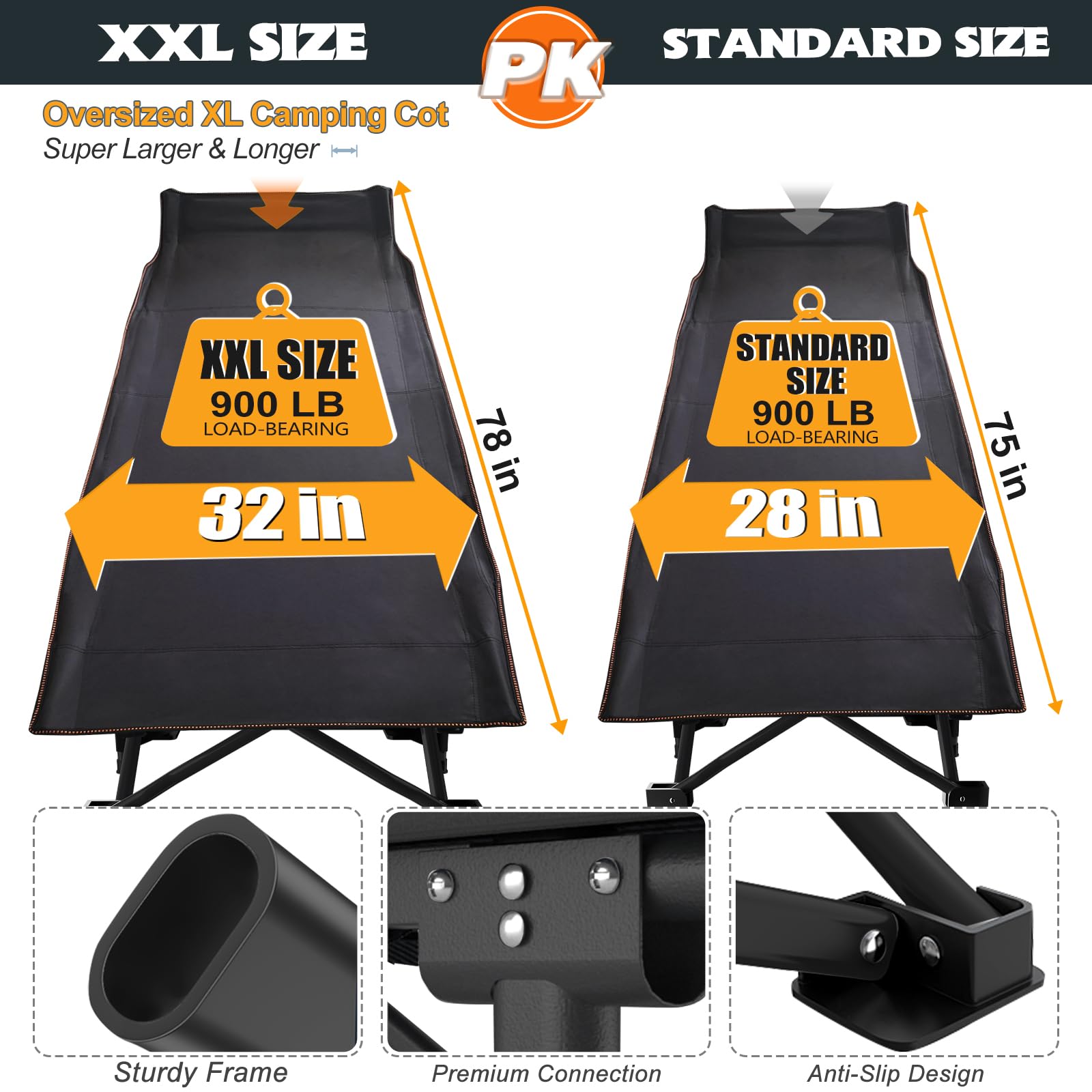 **MOPHOTO XXL Heavy Duty Folding Camping Cot for Adults - 78