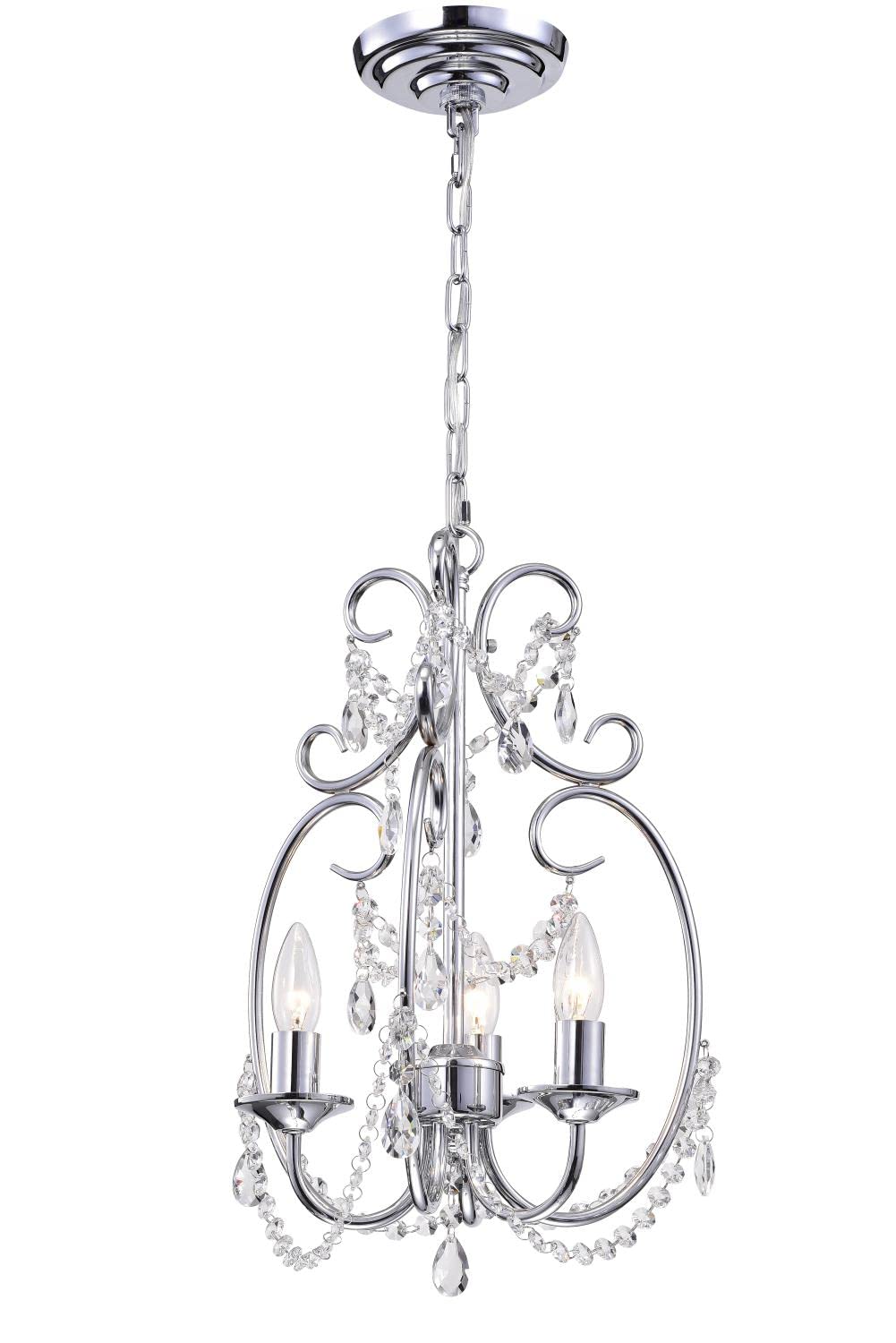 Tiffany Style Glass & Metal Pendant Light Fixture - Chrome Finish RL8247CH - Perfect for Dining Room, Kitchen Island & Entryway Lighting