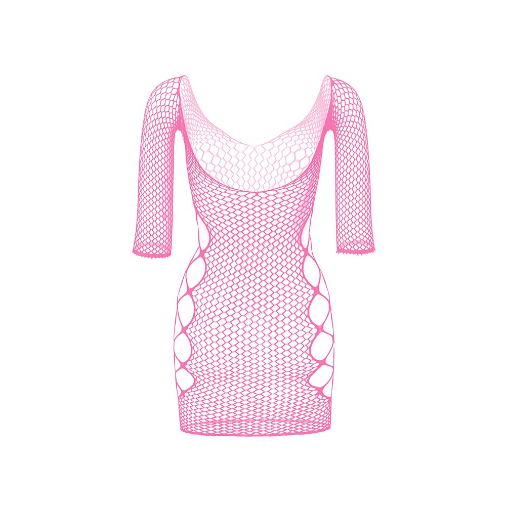 Sexy Women's Fishnet Lingerie Sleepwear - One Piece Babydoll V-Neck Mini Dress (One Size) for Bedroom, Boudoir & Romantic Nights