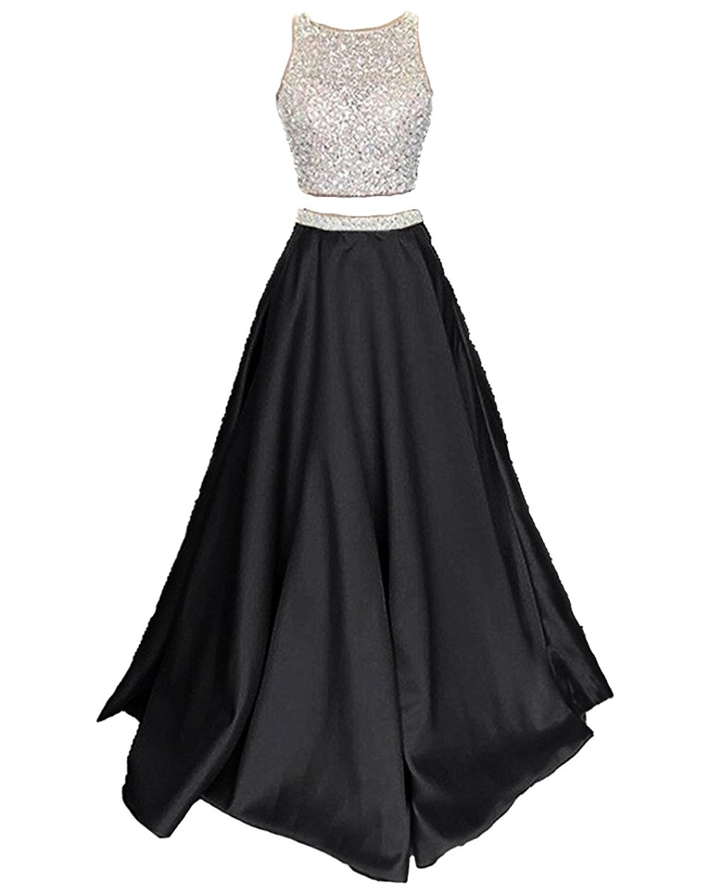 Callmelady Women's Satin Prom Dress 2 Piece Set with Pockets - Elegant Long Formal Gown for Homecoming, Evening Parties & Special Occasions