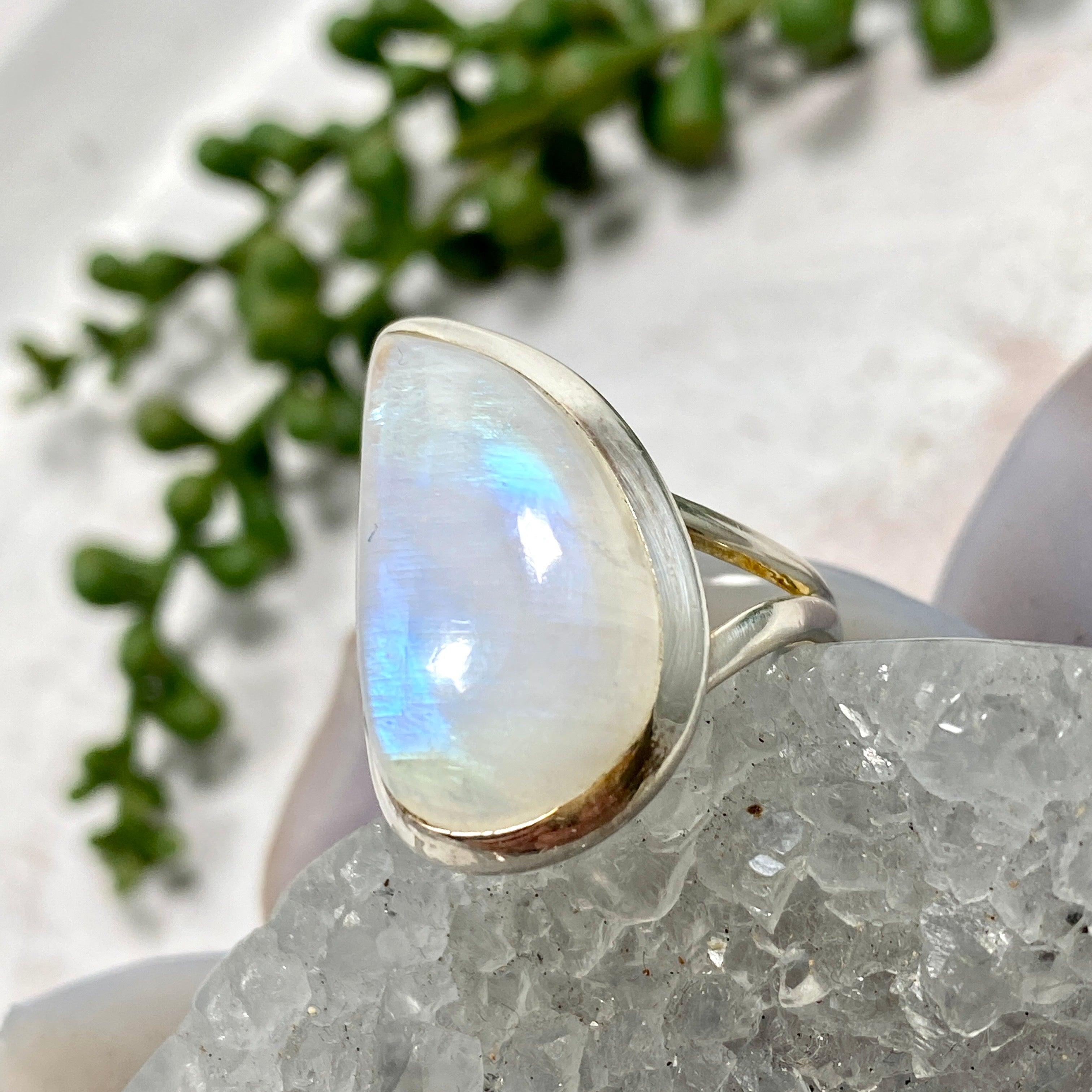 Moonstone Teardrop Ring - Size 7 - KRGJ2201 - Elegant Jewelry for Women, Perfect for Weddings, Parties & Special Occasions